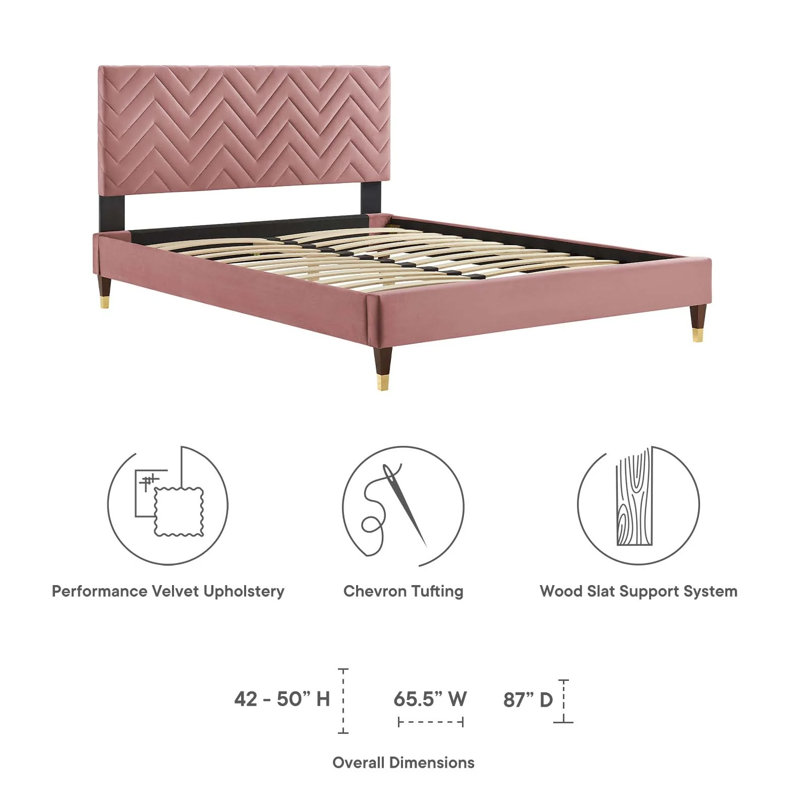 Leah Chevron Tufted Performance Velvet King Platform Bed By Modway - MOD-7005 - Image 14