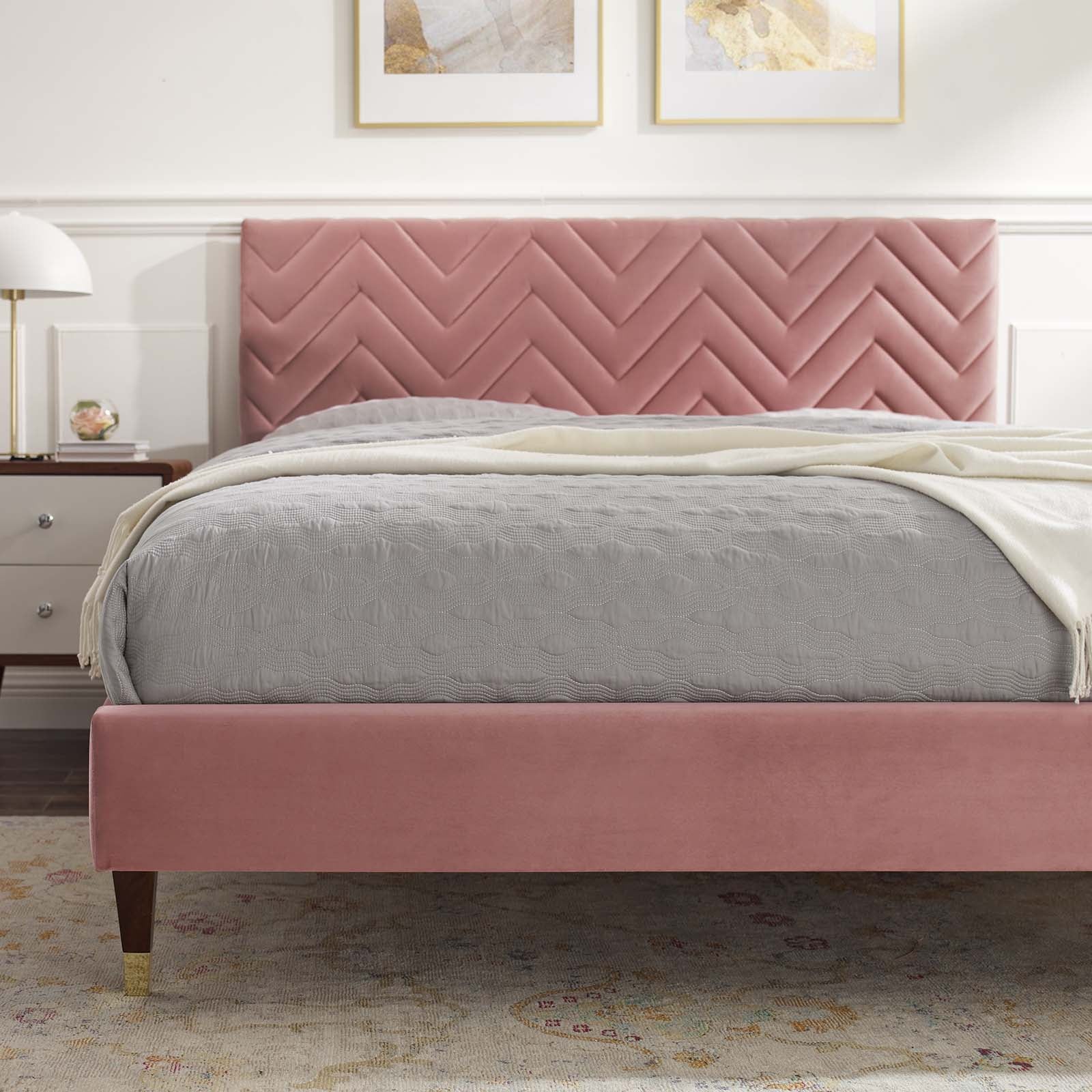 Leah Chevron Tufted Performance Velvet King Platform Bed By Modway - MOD-7005 - Image 15