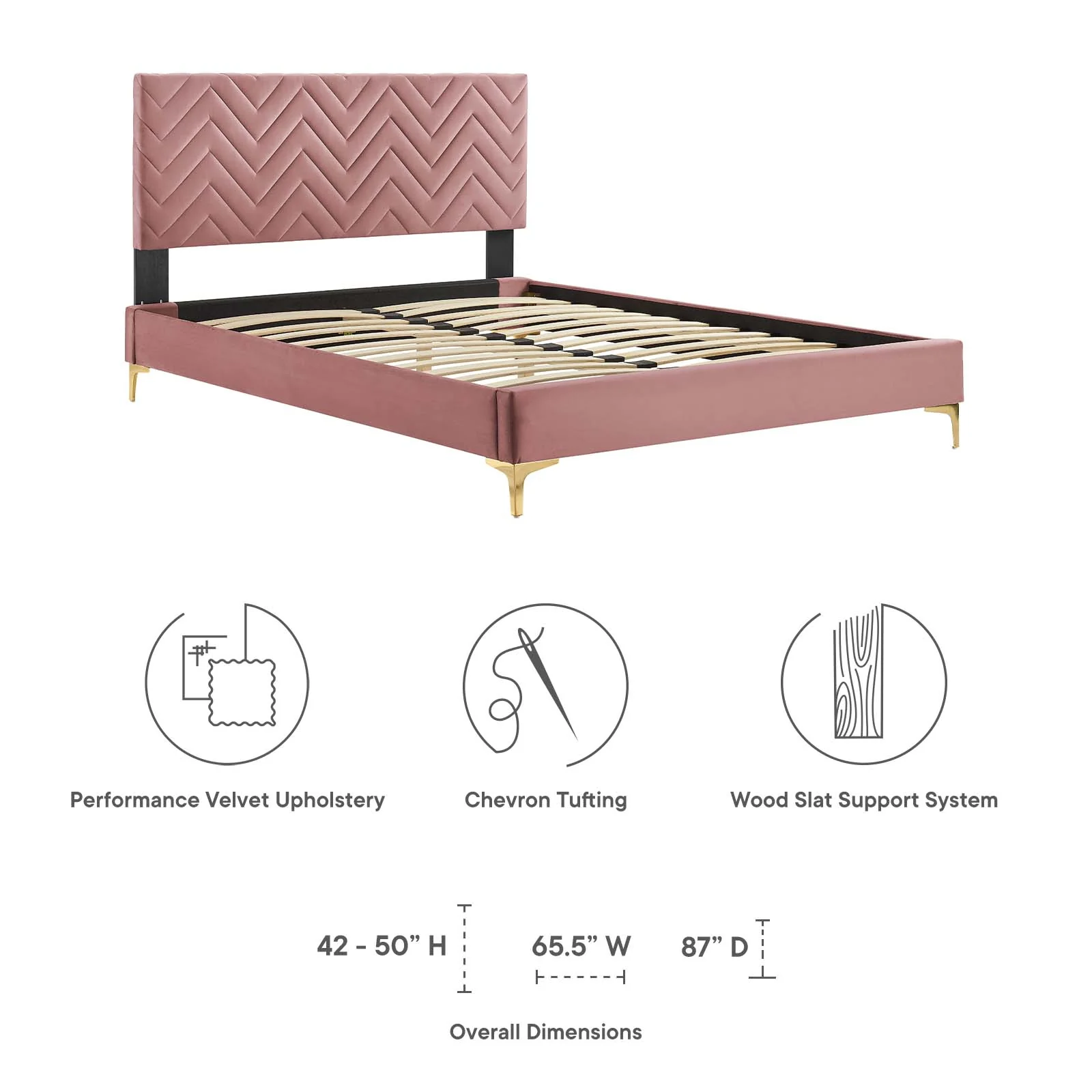 Leah Chevron Tufted Performance Velvet King Platform Bed By Modway - MOD-7013 - Image 14