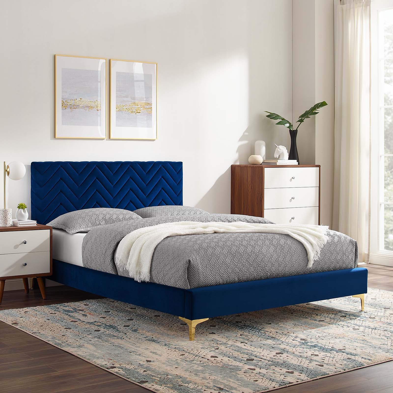 Leah Chevron Tufted Performance Velvet King Platform Bed By Modway - MOD-7013 - Image 24