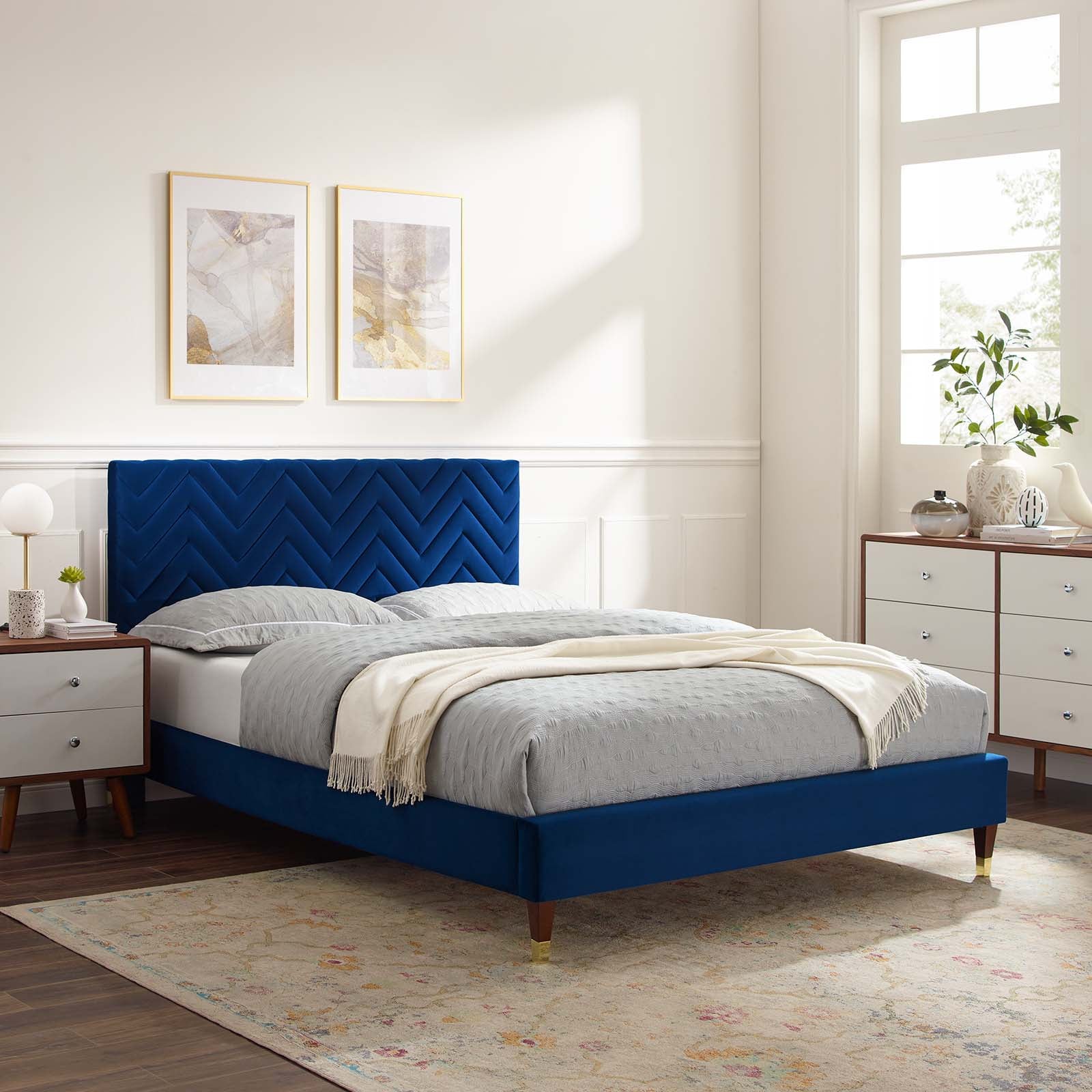 Leah Chevron Tufted Performance Velvet Queen Platform Bed By Modway - MOD-6969 - Image 24