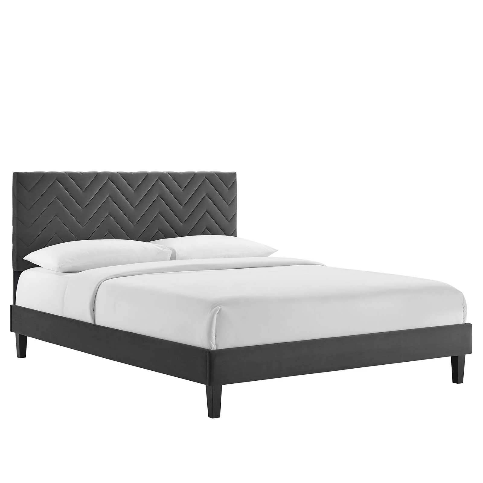 Leah Chevron Tufted Performance Velvet Queen Platform Bed By Modway - MOD-6973 - Image 2