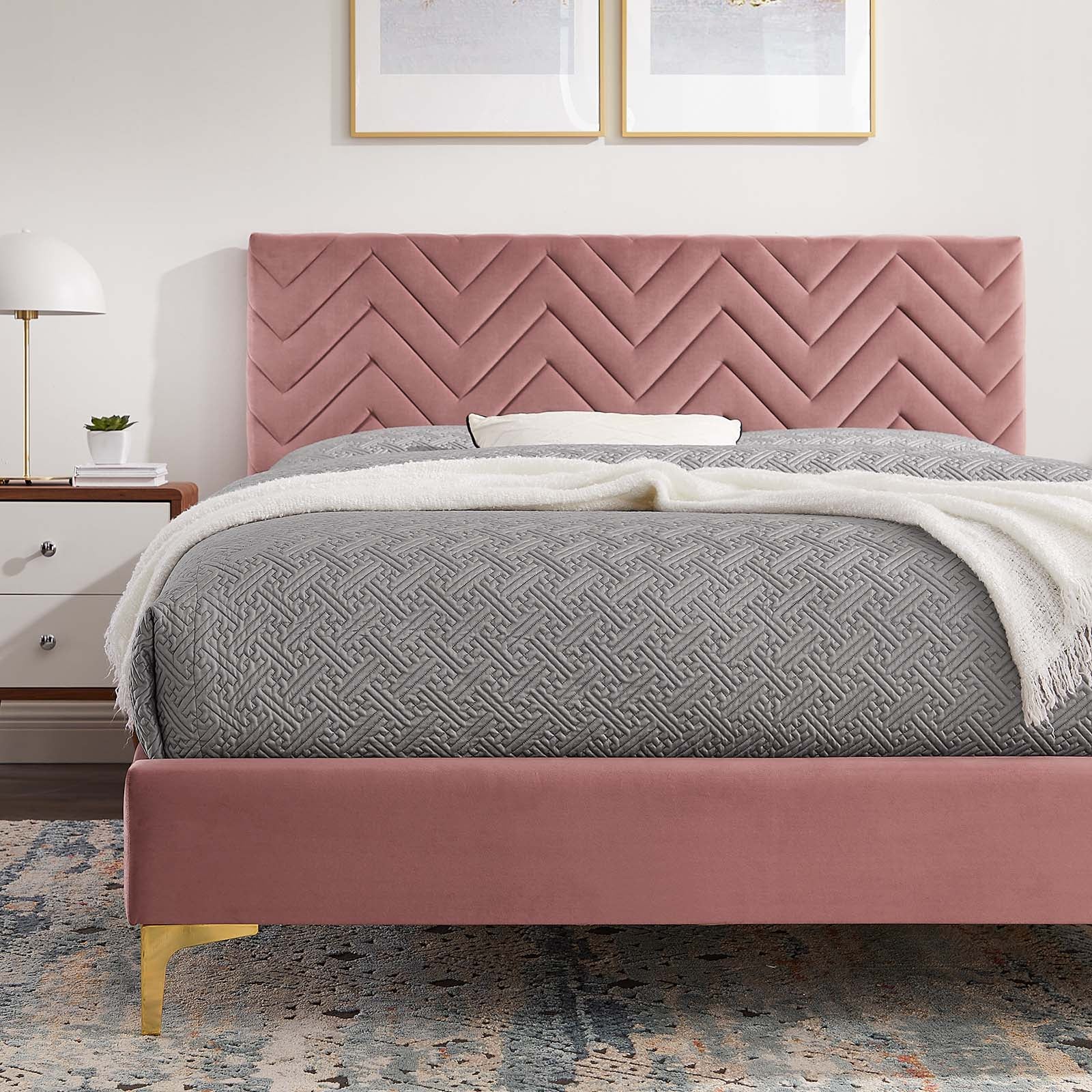 Leah Chevron Tufted Performance Velvet Queen Platform Bed By Modway - MOD-6977 - Image 15