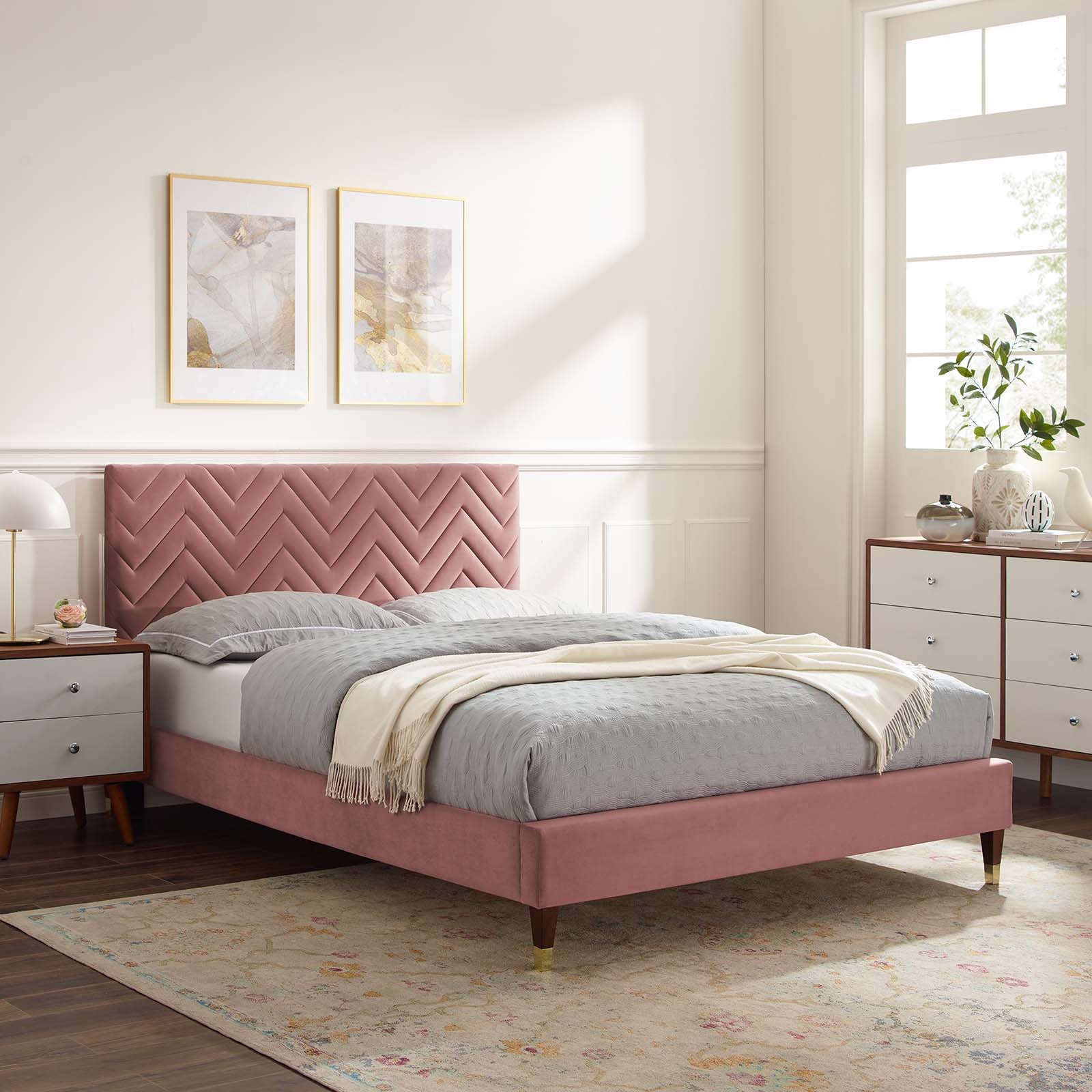 Leah Chevron Tufted Performance Velvet Twin Platform Bed By Modway - MOD-6981 - Image 16