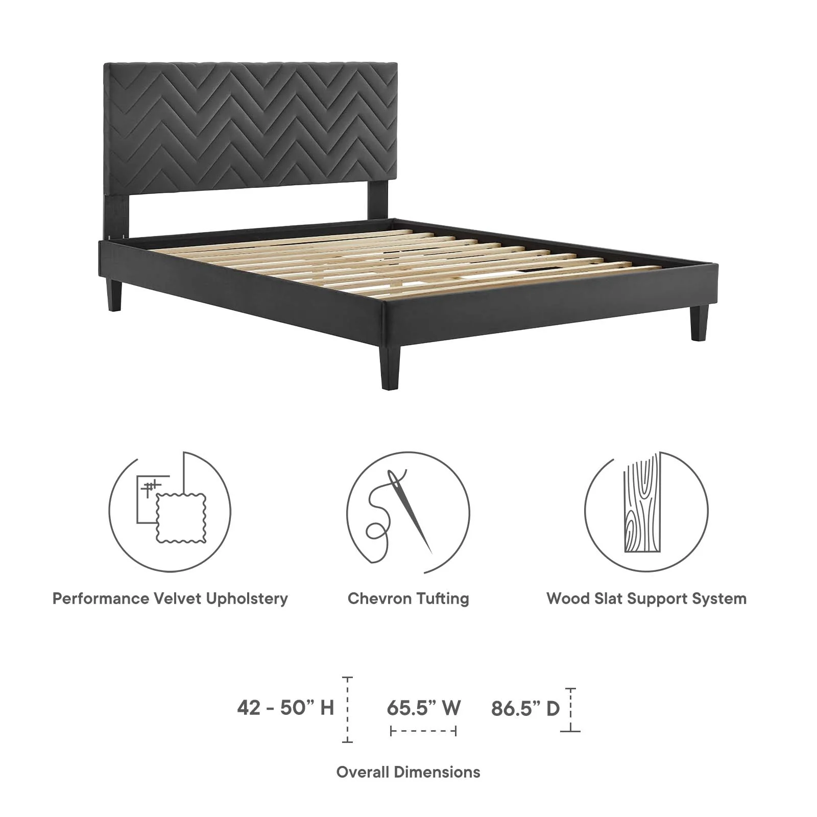 Leah Chevron Tufted Performance Velvet Twin Platform Bed By Modway - MOD-6985 - Image 7