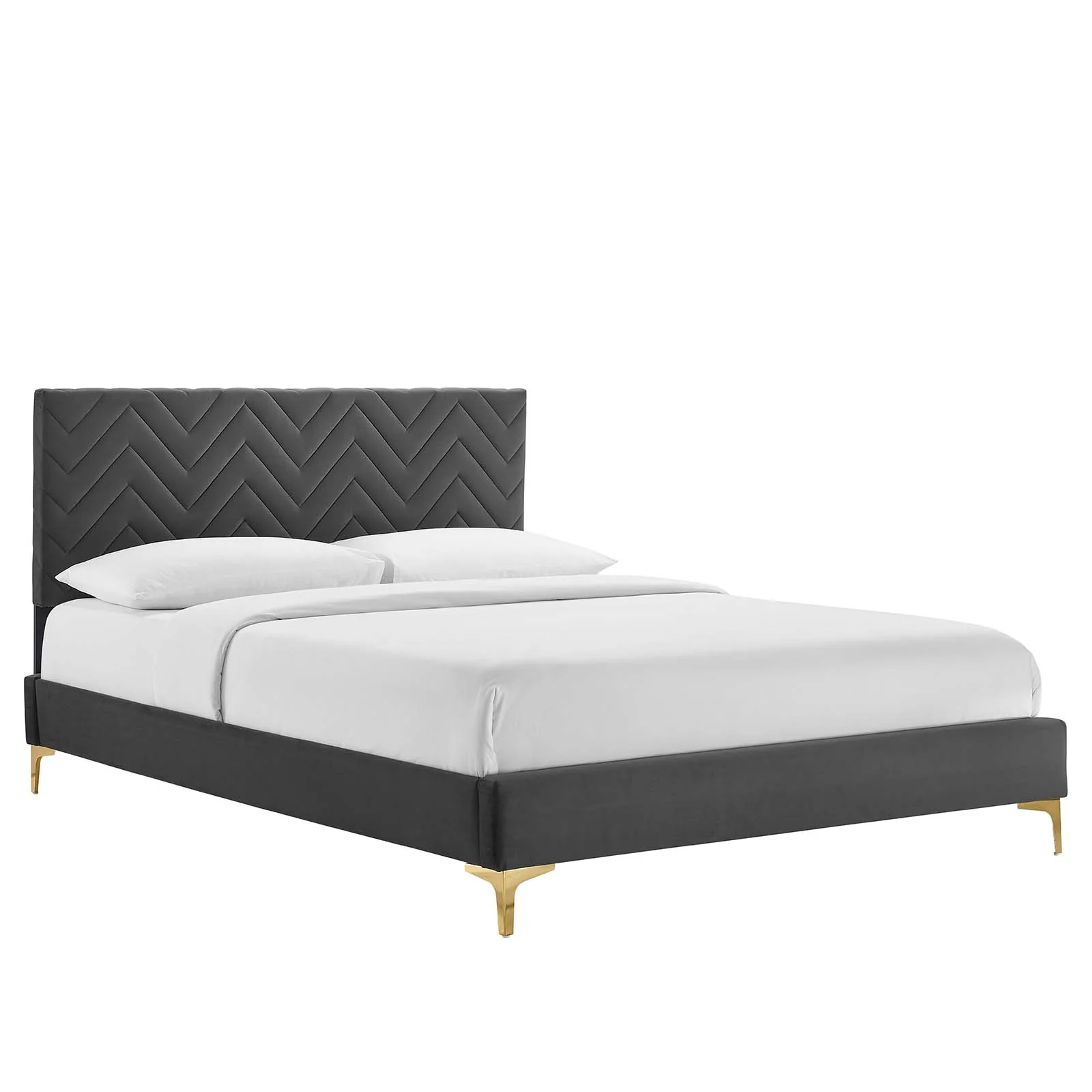 Leah Chevron Tufted Performance Velvet Twin Platform Bed By Modway - MOD-6989 - Image 2