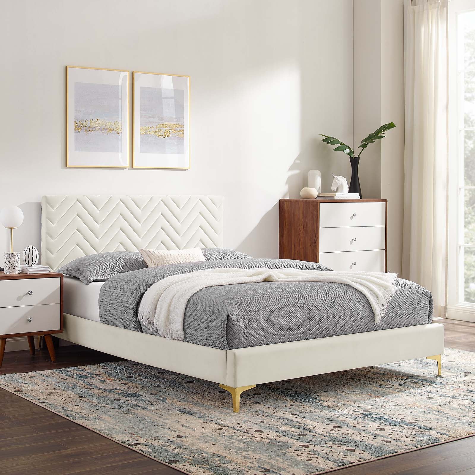 Leah Chevron Tufted Performance Velvet Twin Platform Bed By Modway - MOD-6989 - Image 32