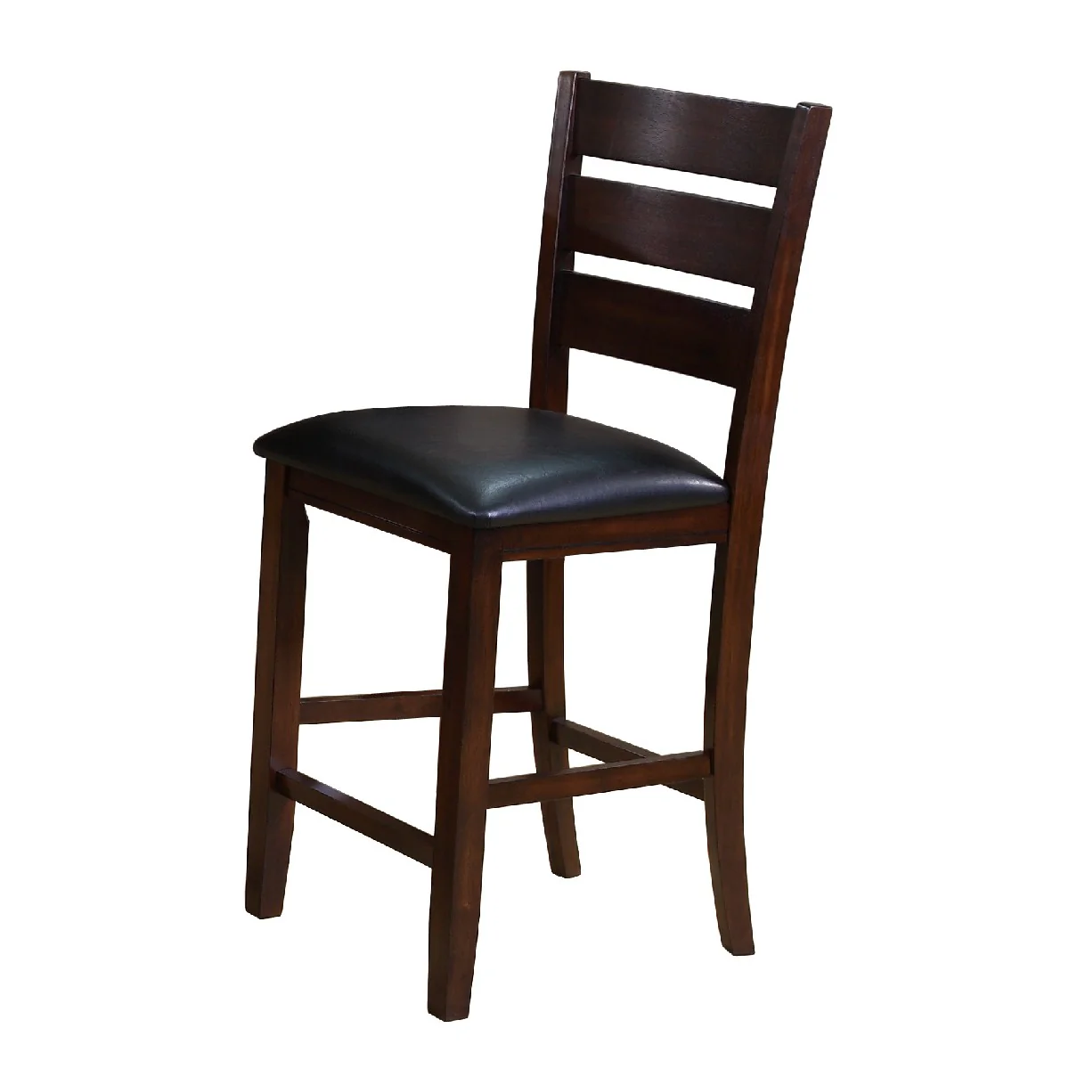 Leatherette Wooden Counter Chair With Ladder Back, Set Of 2, Brown - Bm215201 By Benzara