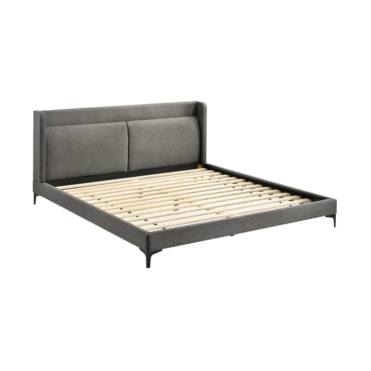 Legend Gray Fabric Eastern King Platform Bed with Black Metal Legs By Armen Living - Image 2