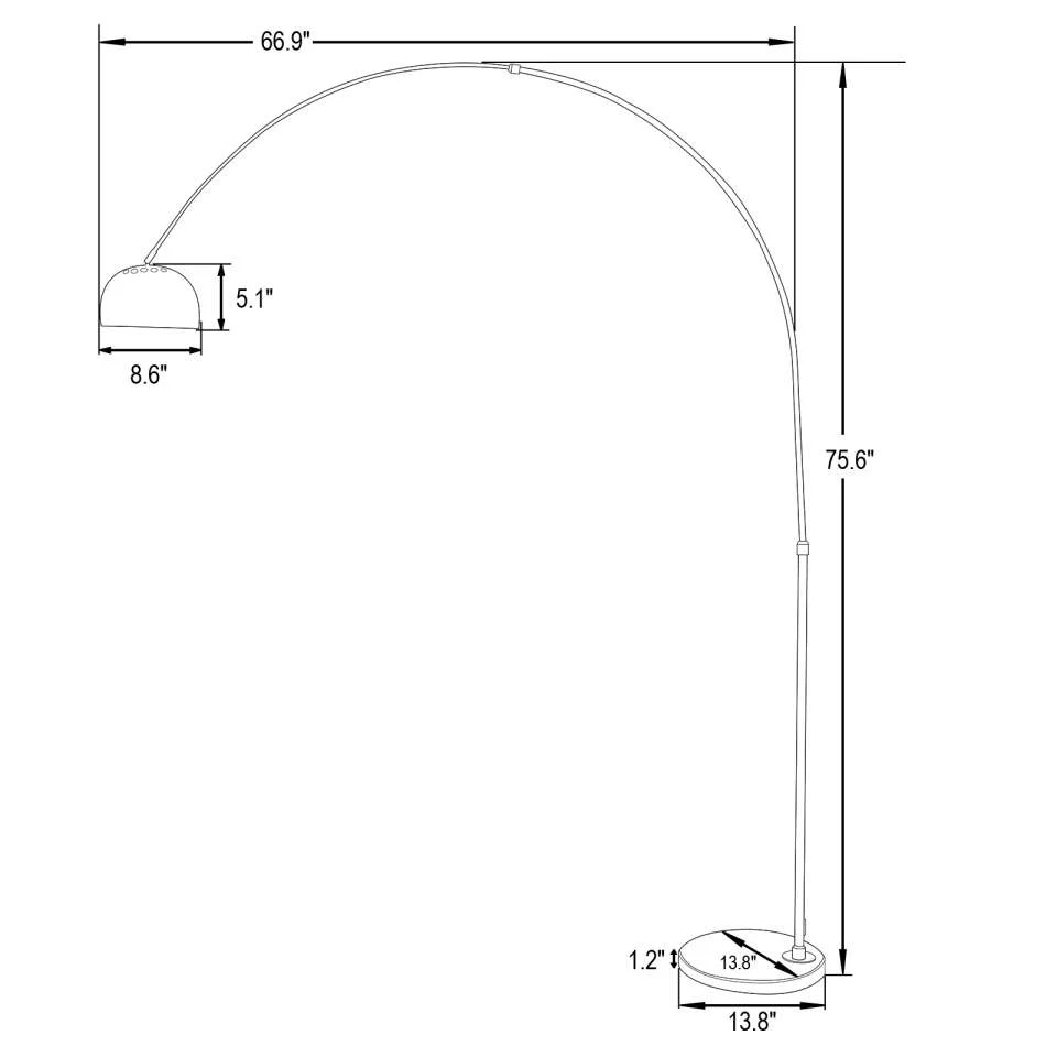Leisuremod Arco Mid-Century Modern Arched Floor Lamp 75.6" Height with White Round Marble - Image 16