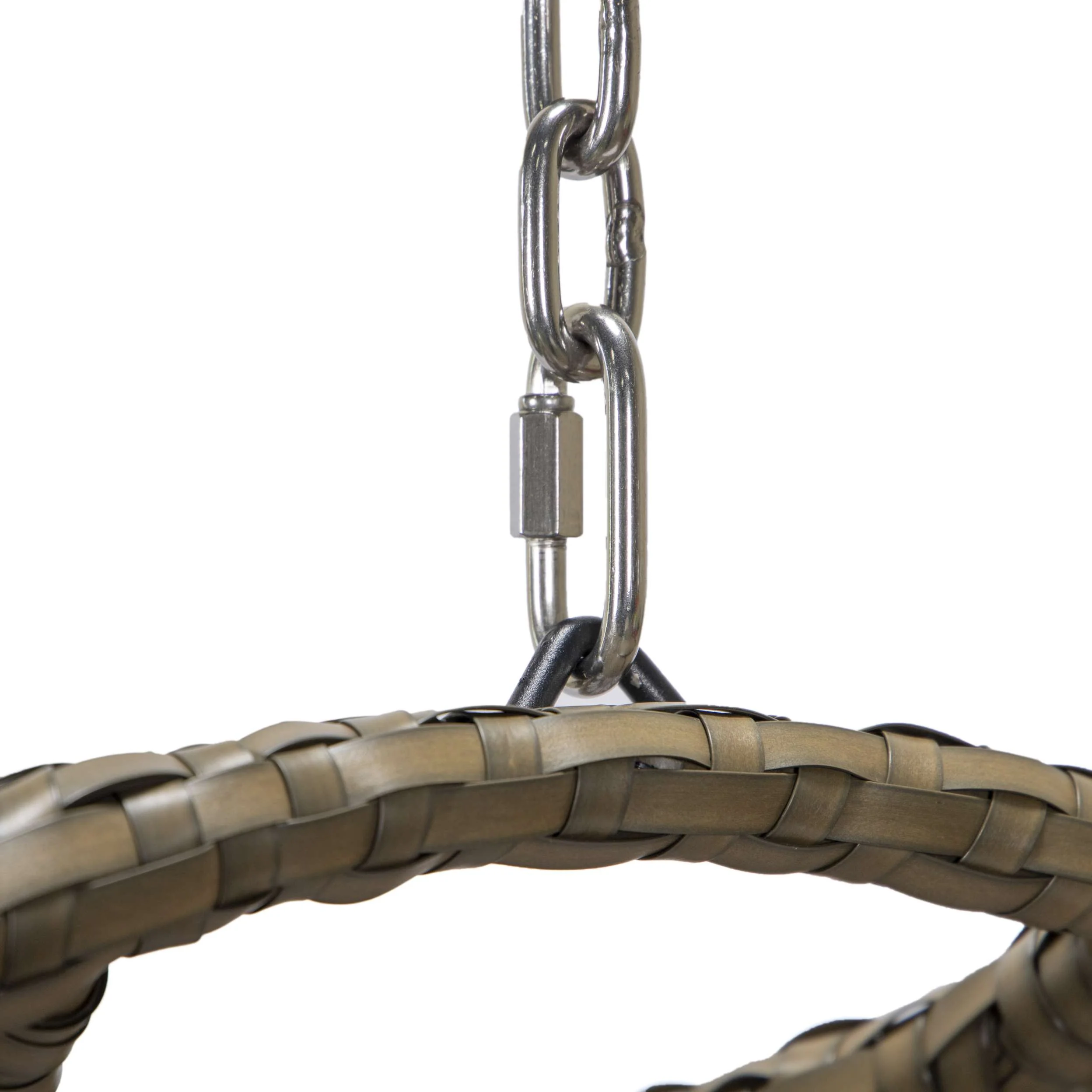 LeisureMod Beige Wicker Hanging Egg Swing Chair - Image 24