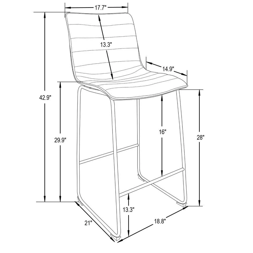 LeisureMod Brooklyn 29.9" Modern Leather Bar Stool With Black Iron Base & Footrest - Image 3