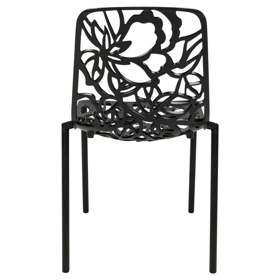 LeisureMod Devon Mid-Century Modern 5-Piece Aluminum Outdoor Patio Dining Set with Tempered Glass Top Table and 4 Stackable
- DT31C4BL - Image 14