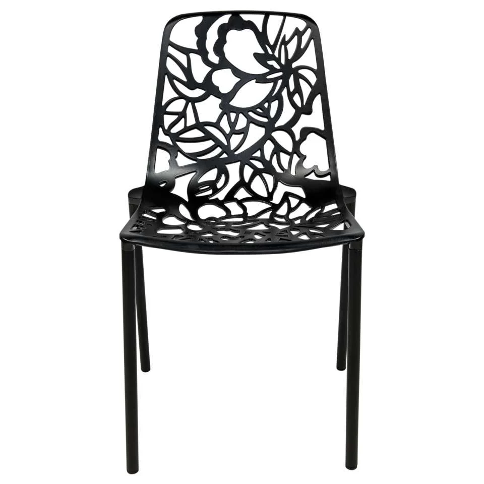 LeisureMod Devon Mid-Century Modern 5-Piece Aluminum Outdoor Patio Dining Set with Tempered Glass Top Table and 4 Stackable
- DT31C4BL - Image 16
