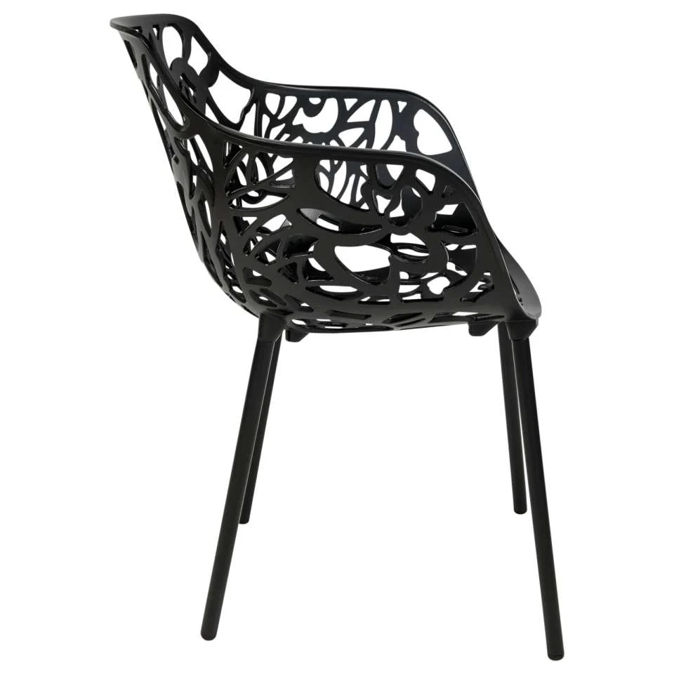 LeisureMod Devon Mid-Century Modern 5-Piece Aluminum Outdoor Patio Dining Set with Tempered Glass Top Table and 4 Stackable
- DT31CABL4 - Image 14