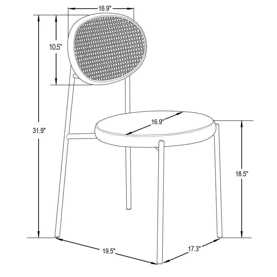 LeisureMod Euston Modern Wicker Dining Chair with Velvet Round Seat - Image 4