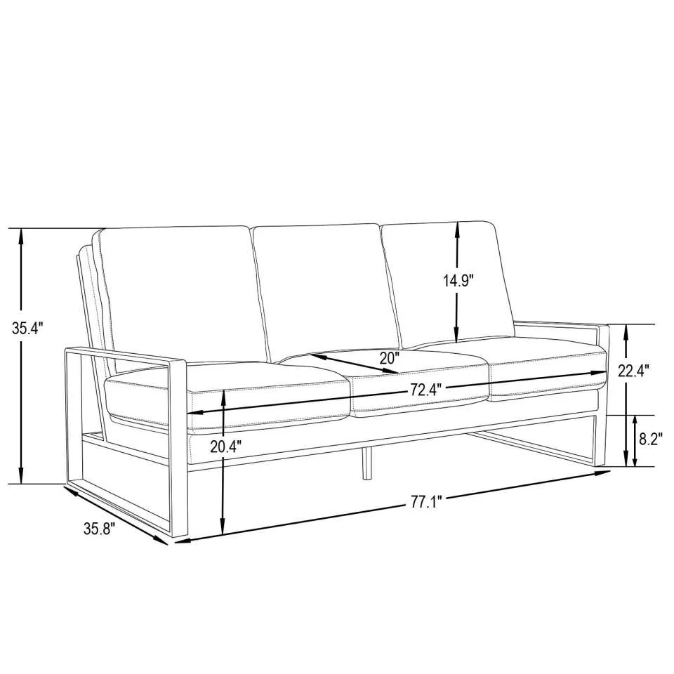 LeisureMod Jefferson Contemporary Modern Design Velvet Sofa With Gold Frame. - Image 3
