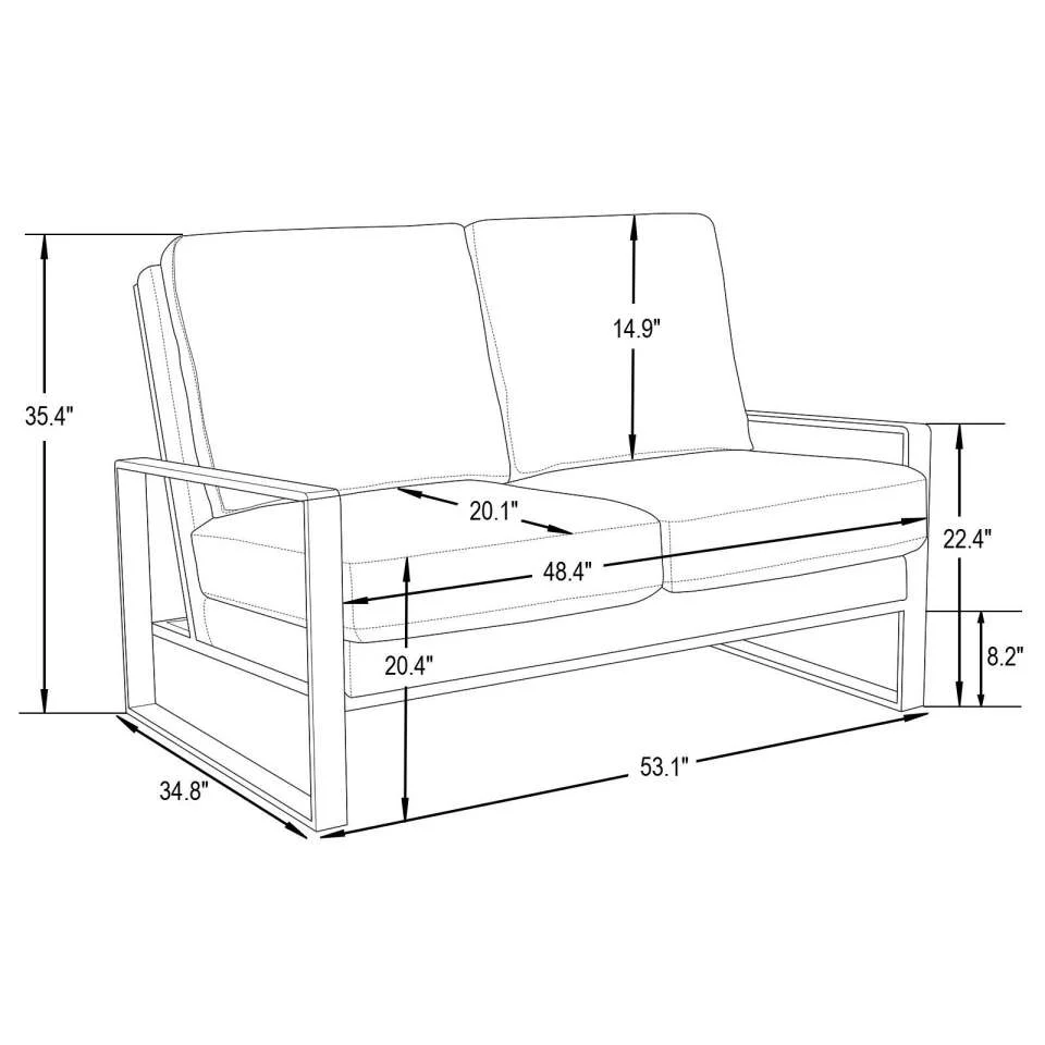 Leisuremod Jefferson Contemporary Modern Velvet Loveseat With Gold Frame - Image 7