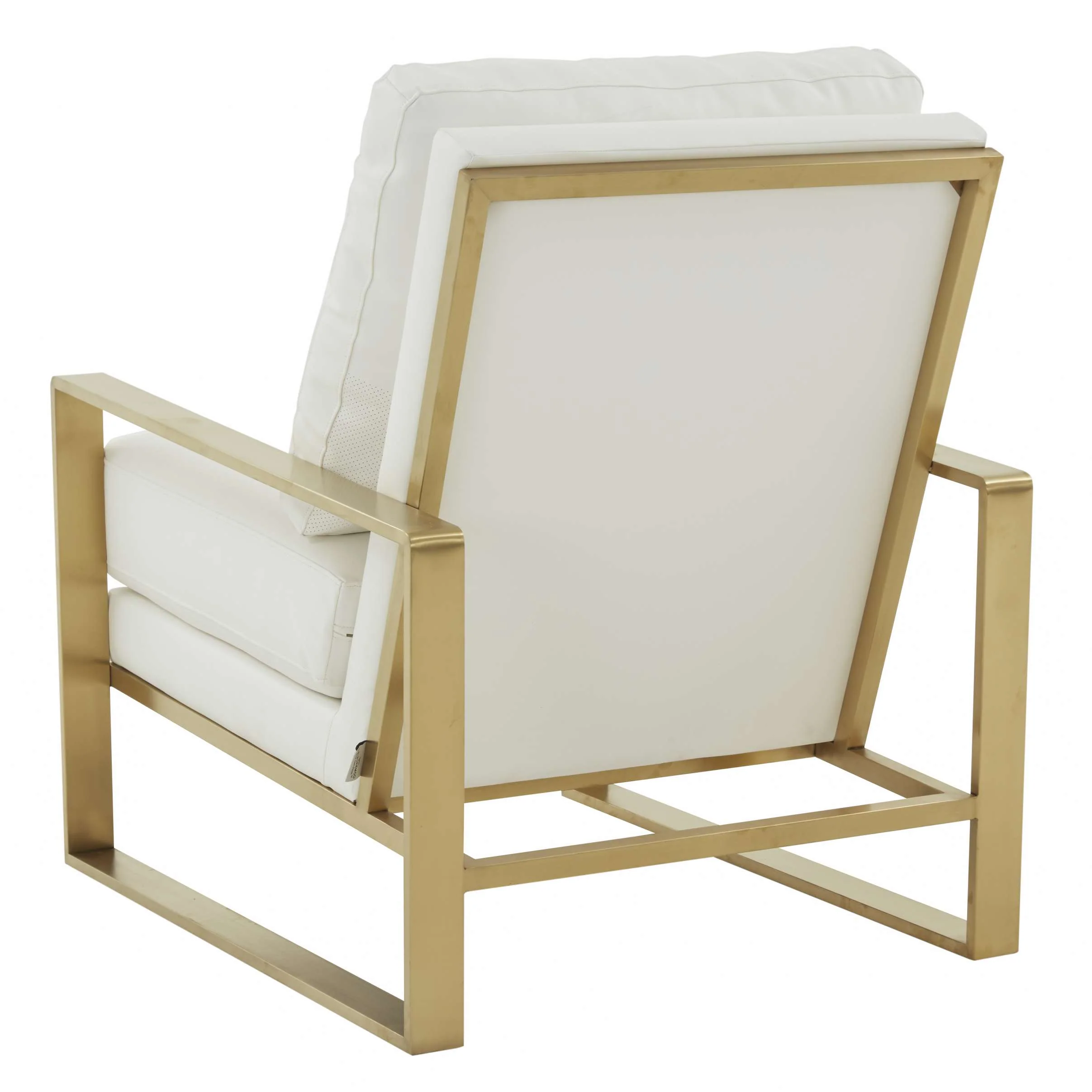 LeisureMod Jefferson Leather Armchair with Gold Frame and Large Octagon Coffee Table with Geometric Base - Image 48