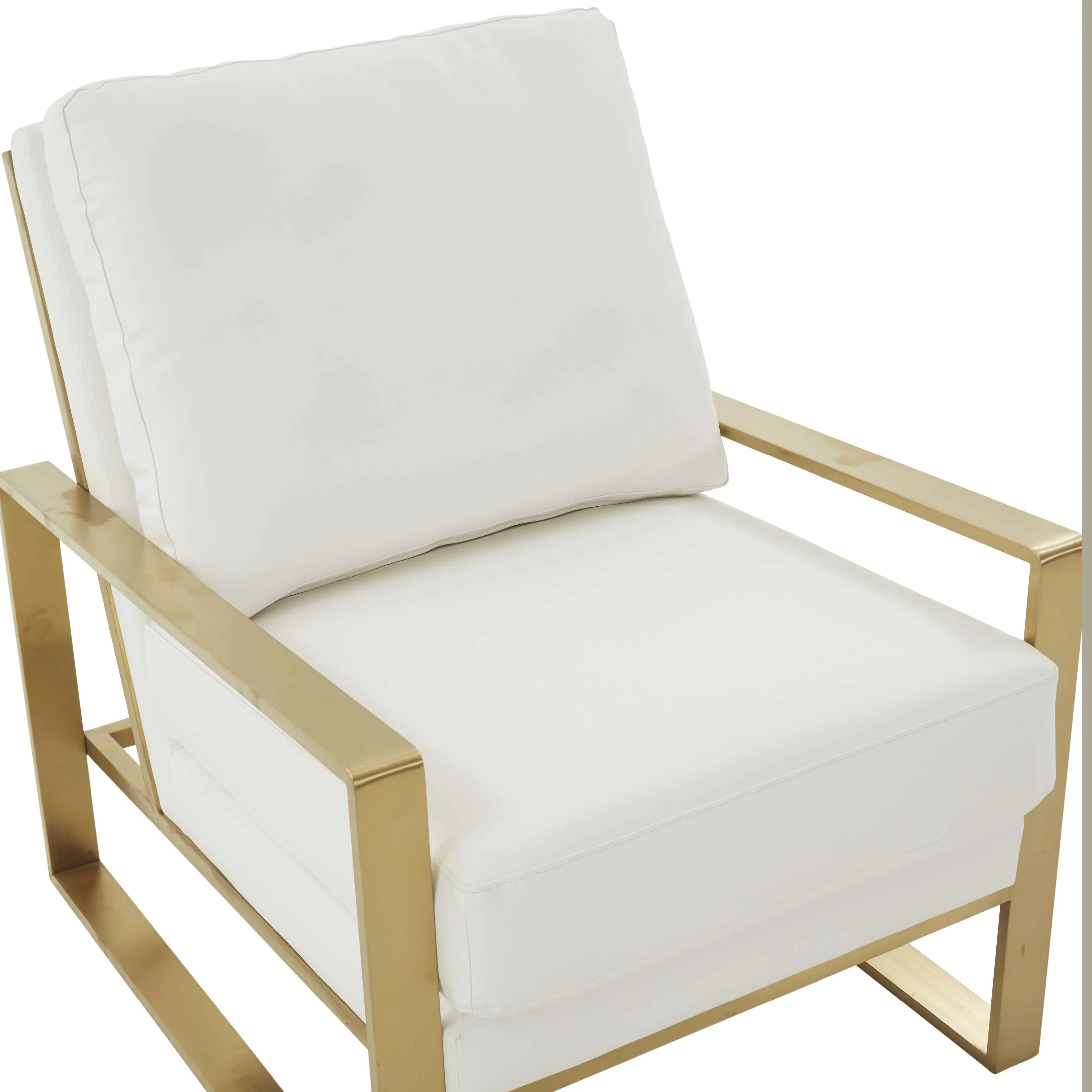 LeisureMod Jefferson Leather Armchair with Gold Frame and Octagon Coffee Table with Geometric Base - Image 46