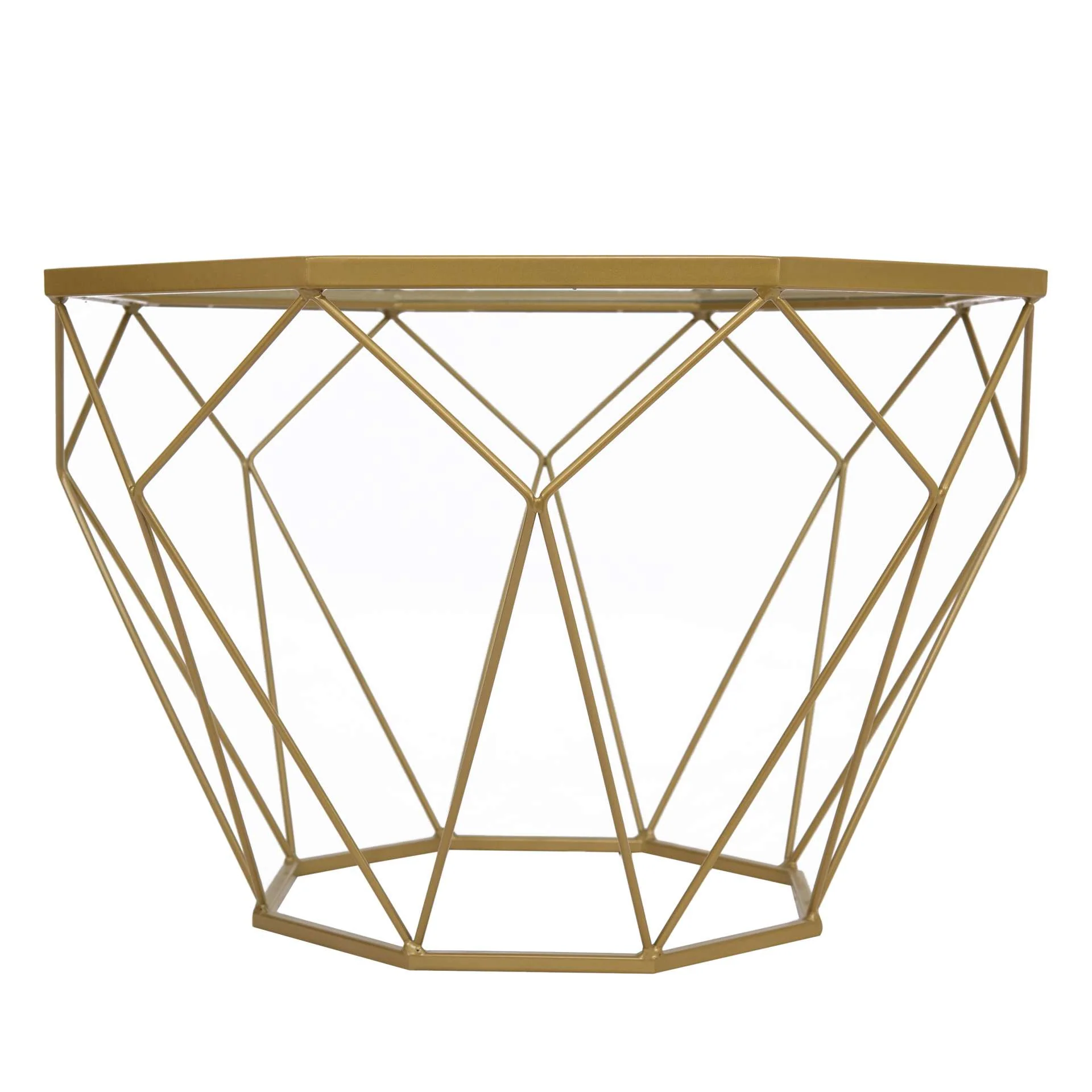 LeisureMod Jefferson Leather Armchair with Gold Frame and Octagon Coffee Table with Geometric Base - Image 55