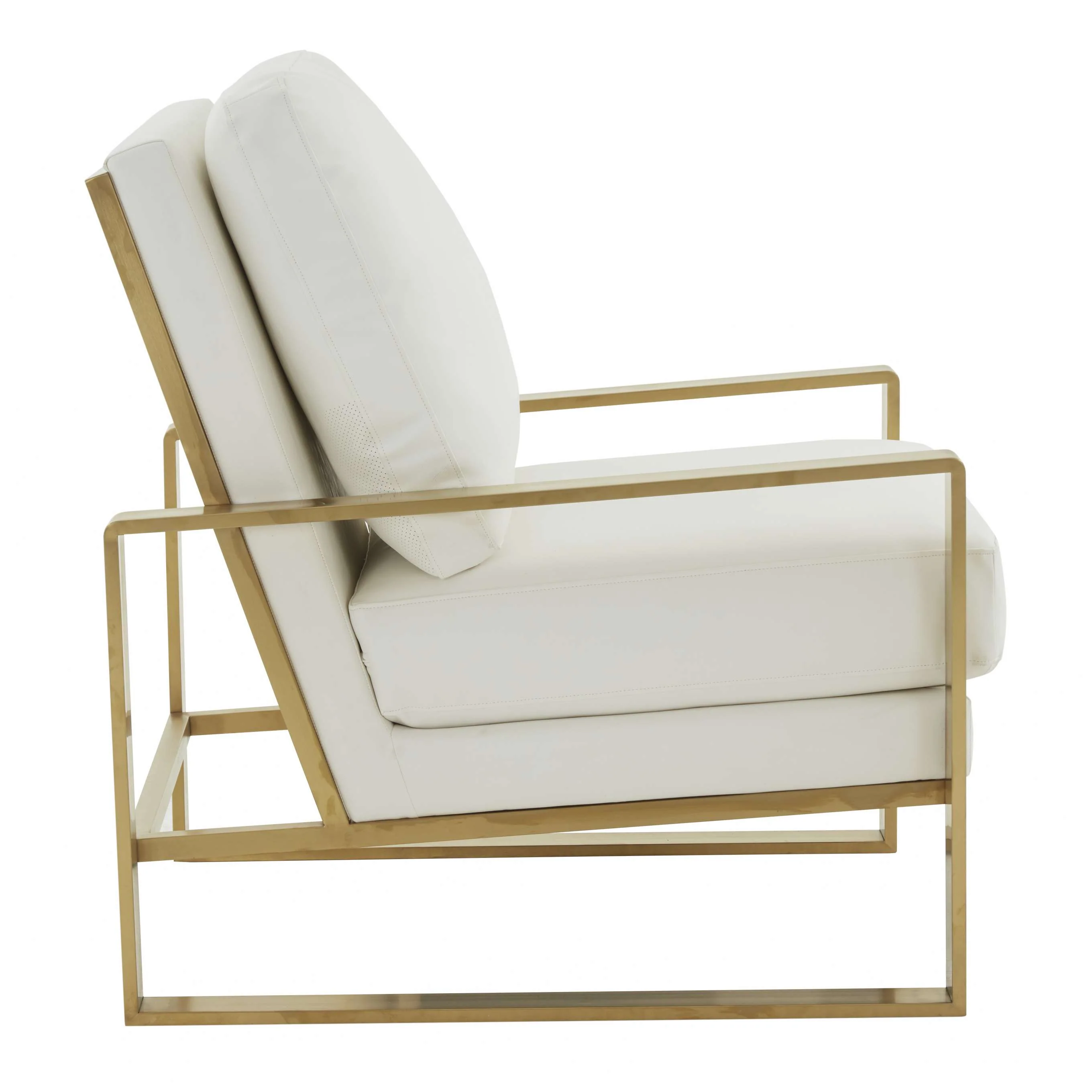 LeisureMod Jefferson Leather Modern Design Accent Armchair With Elegant Gold Frame - Image 29
