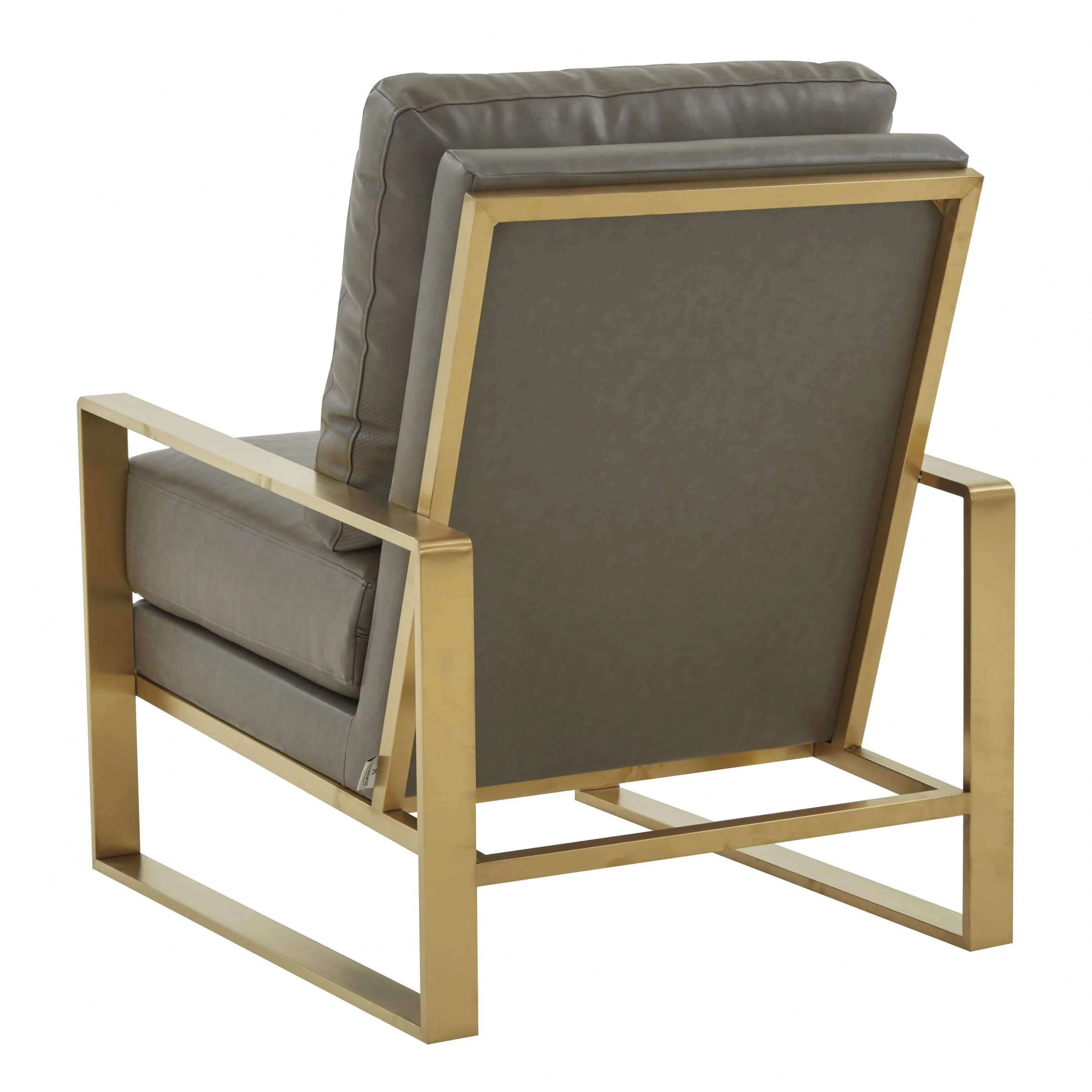 LeisureMod Jefferson Modern Leather Armchair with Gold Frame and Round Coffee Table with Glass Top and Metal Base - Image 30
