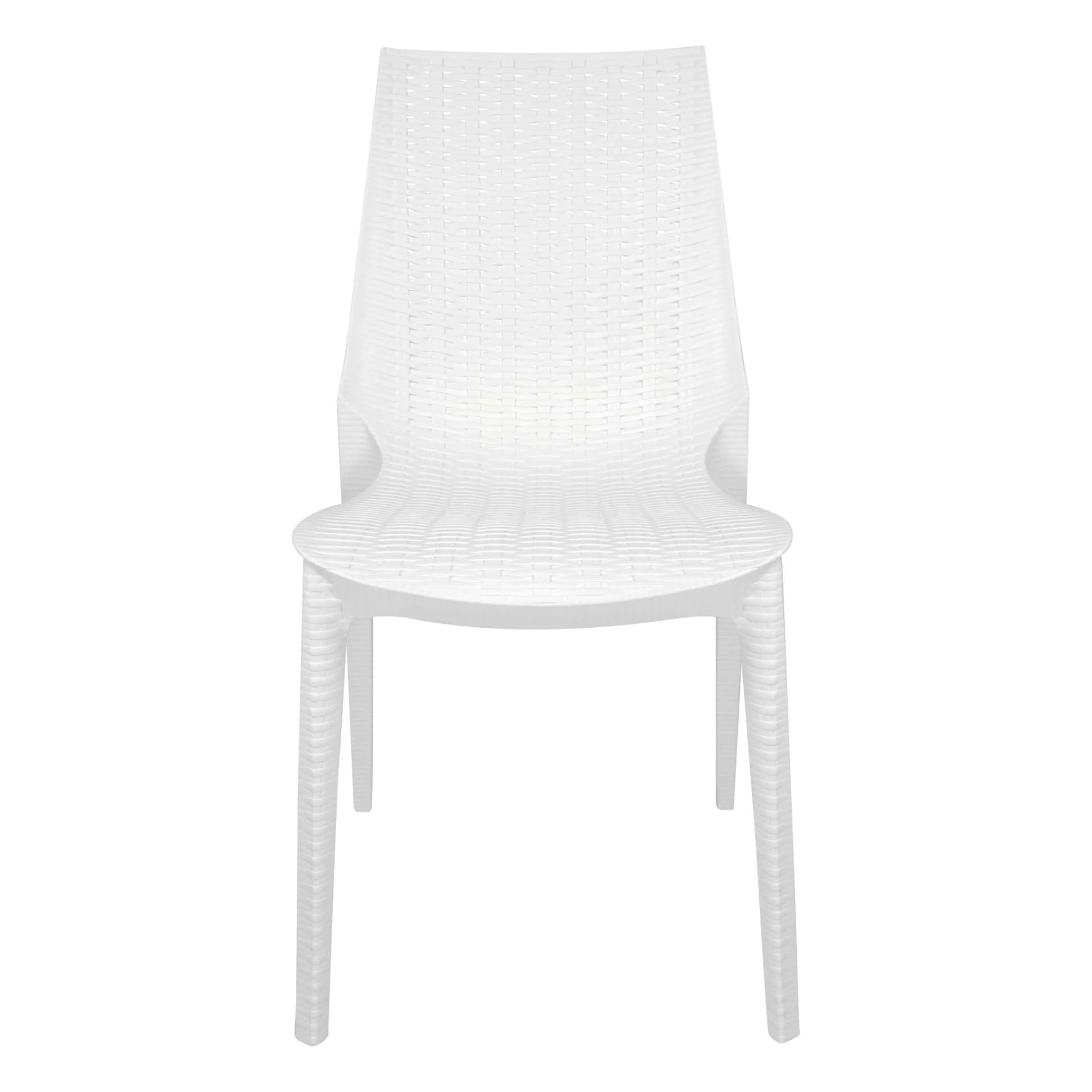 LeisureMod Kent 5-Piece Outdoor Dining Set with Plastic Square Table and 4 Stackable Chairs with Weave Design - Image 11