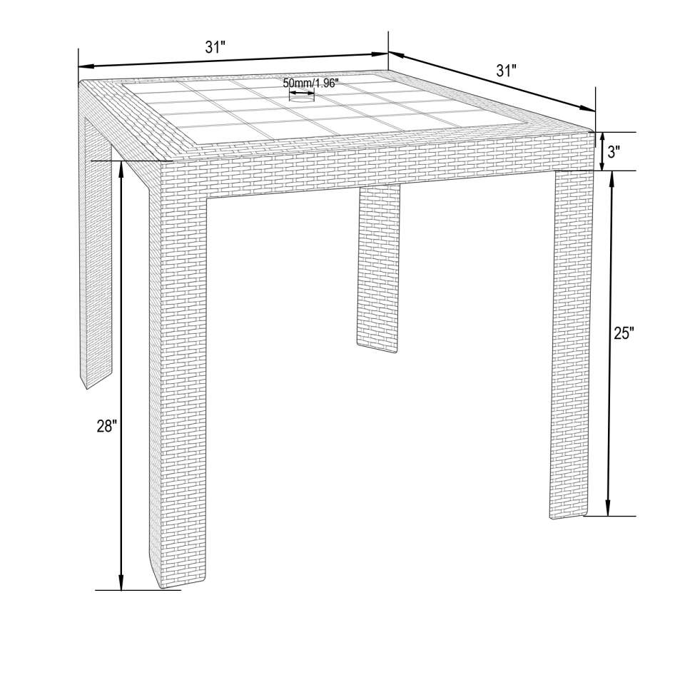 LeisureMod Kent 5-Piece Outdoor Dining Set with Plastic Square Table and 4 Stackable Chairs with Weave Design - Image 31