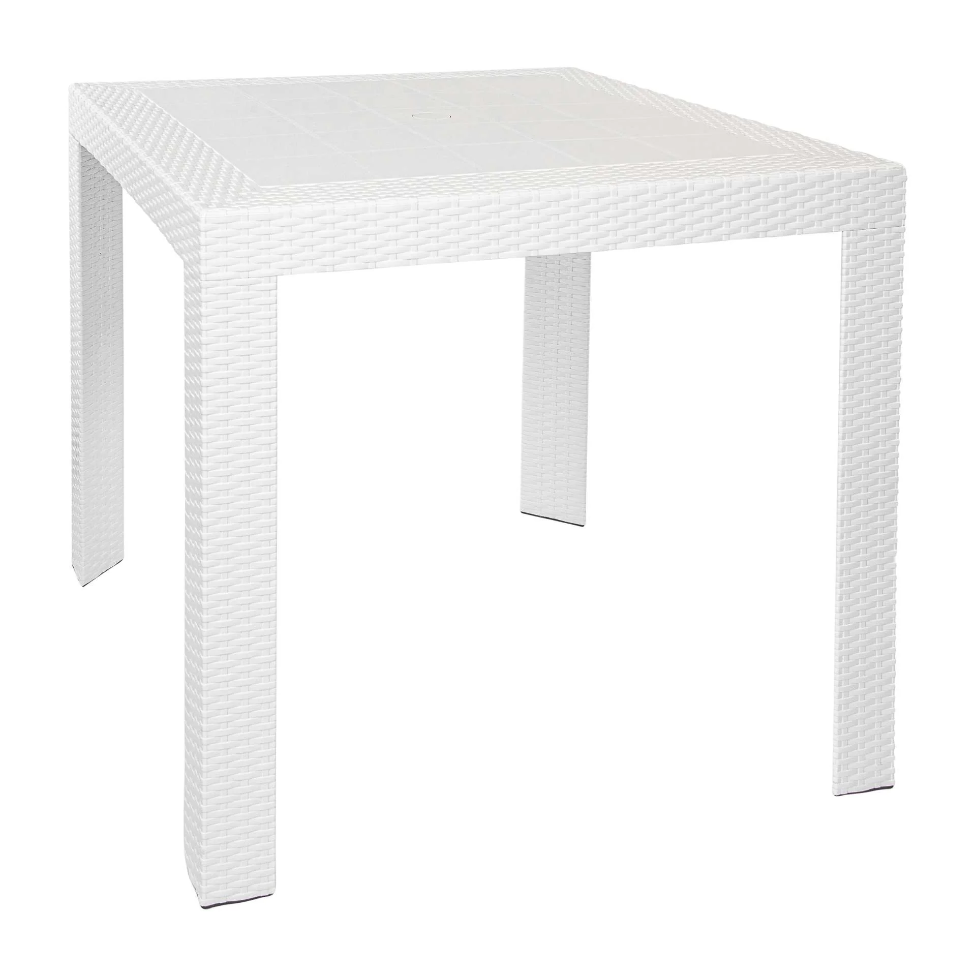 LeisureMod Kent 5-Piece Outdoor Dining Set with Plastic Square Table and 4 Stackable Chairs with Weave Design - Image 36