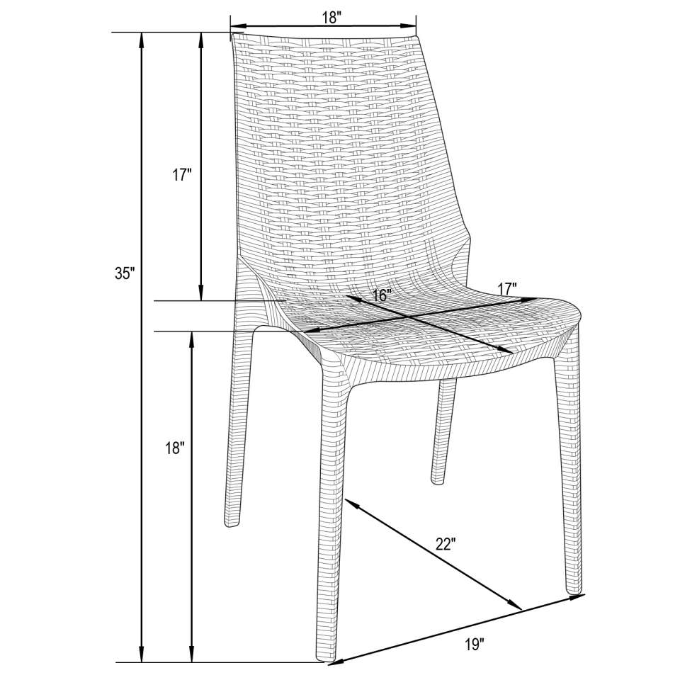 LeisureMod Kent Outdoor Patio Plastic Dining Chair - KC19GR - Image 6
