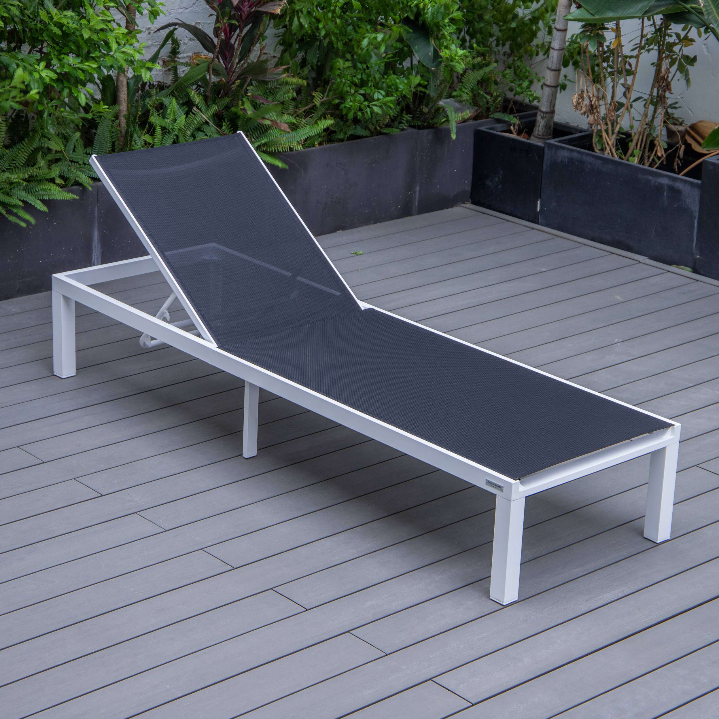 LeisureMod Marlin Modern Aluminum Outdoor Patio Chaise Lounge Chair Set of 2 - MLWCF21-77BL2 - Image 2