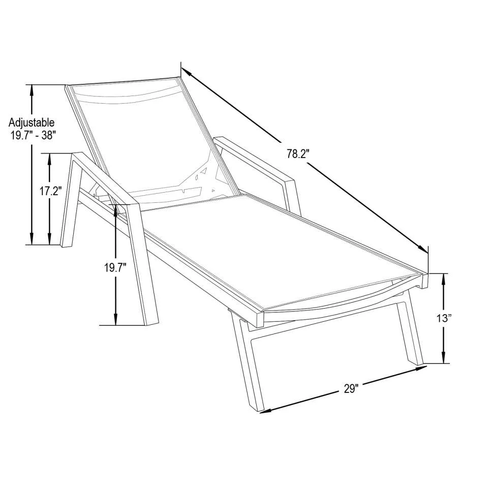 LeisureMod Marlin Modern Aluminum Outdoor Patio Chaise Lounge Chair With Arms Set of 2 - MLABLCF21-77BL2 - Image 28