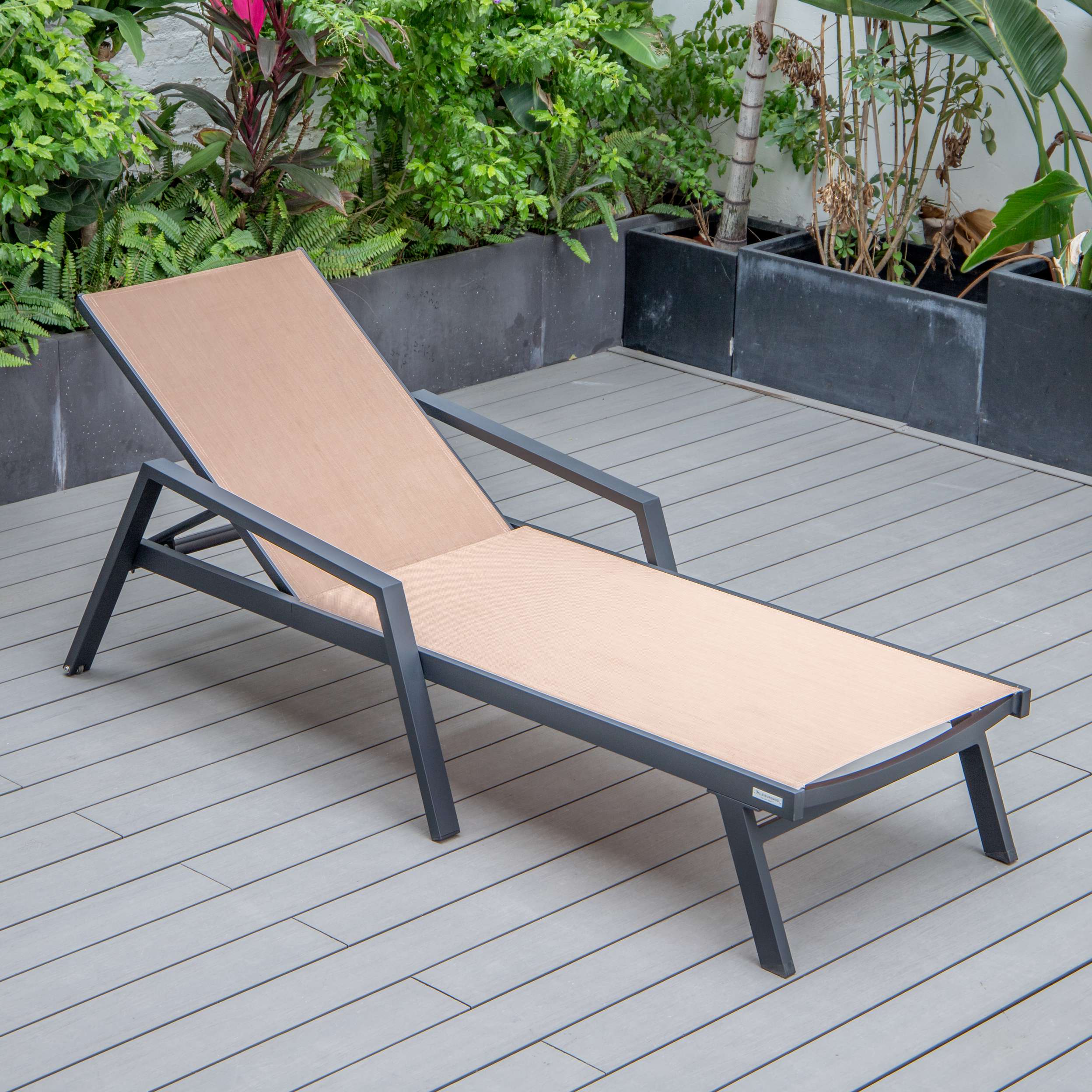 LeisureMod Marlin Modern Aluminum Outdoor Patio Chaise Lounge Chair With Arms Set of 2 - MLABLCF21-77BL2 - Image 60