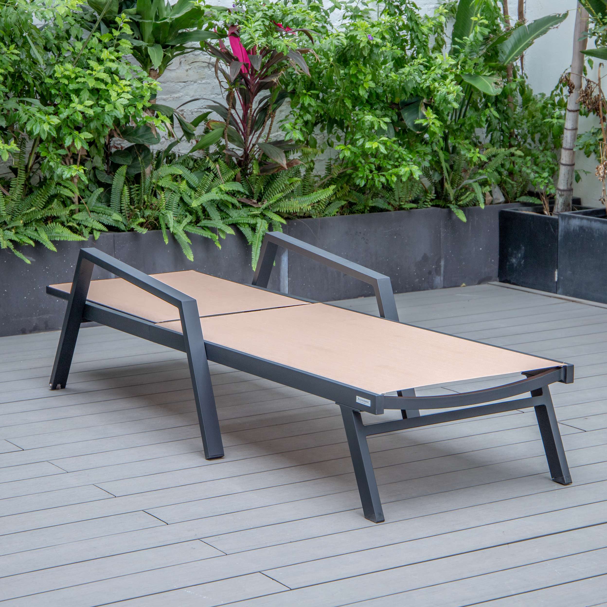 LeisureMod Marlin Modern Black Aluminum Outdoor Patio Chaise Lounge Chair - MLABLCF21-77BL - Image 83