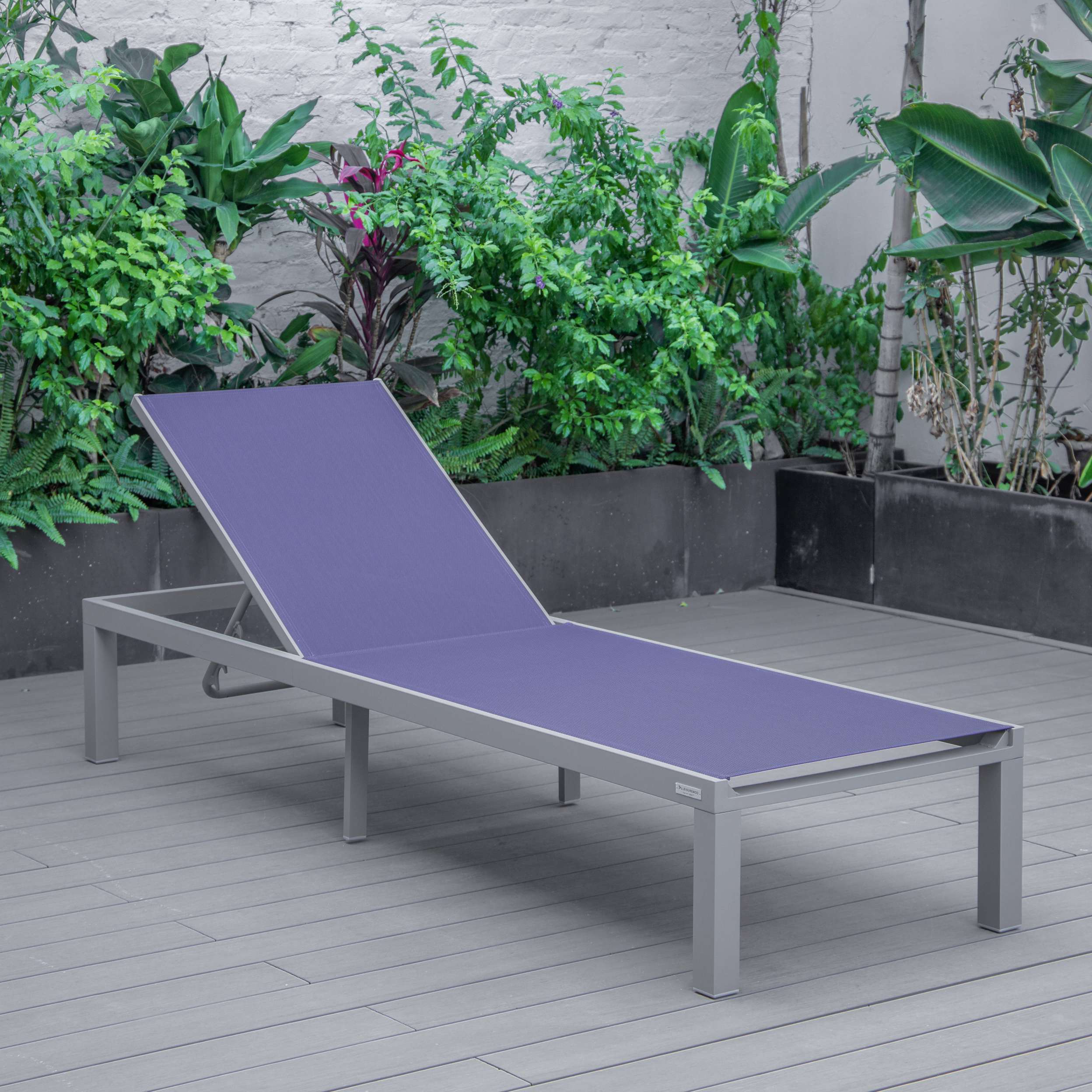 LeisureMod Marlin Modern Grey Aluminum Outdoor Patio Chaise Lounge Chair - MLGRCF21-77BL - Image 118