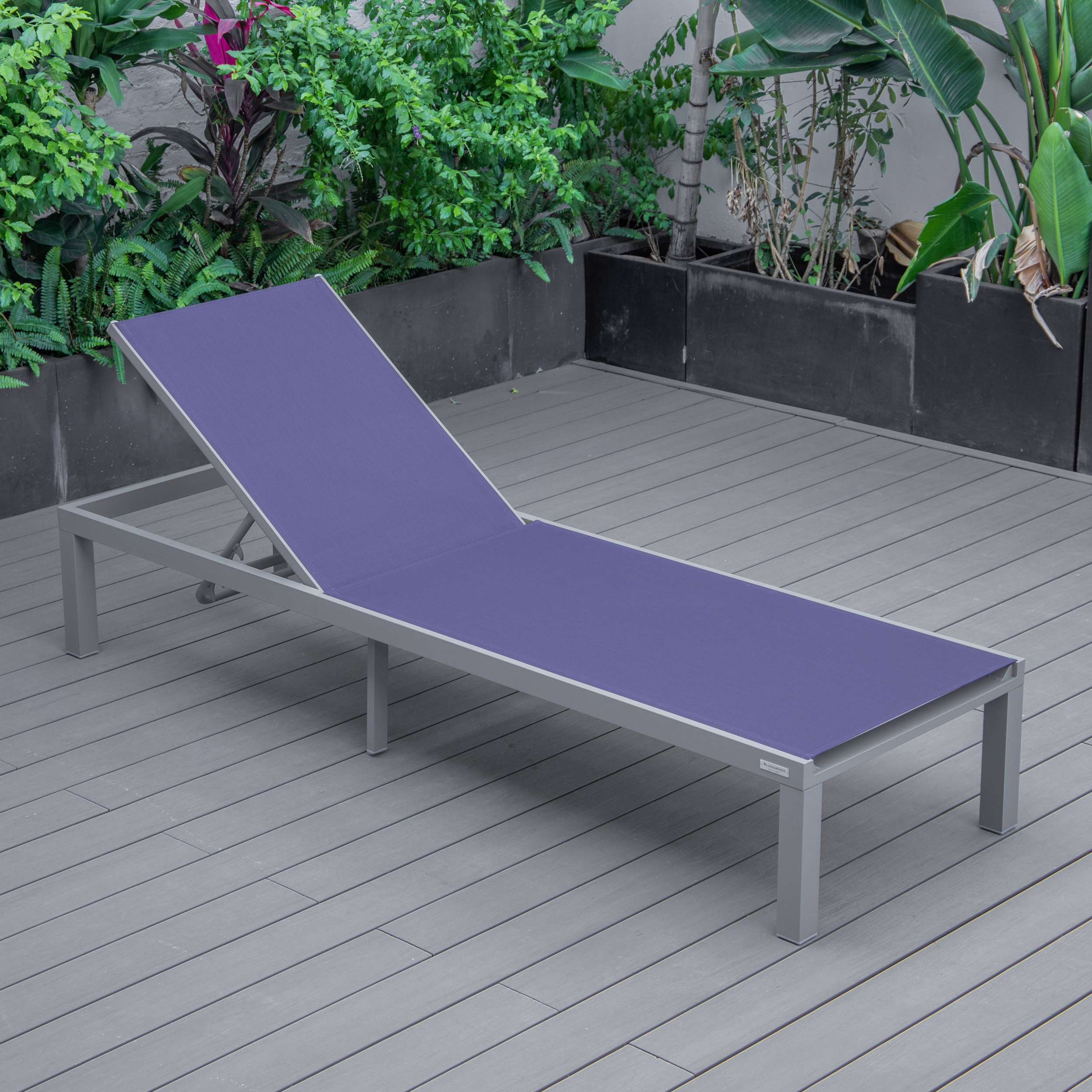 LeisureMod Marlin Modern Grey Aluminum Outdoor Patio Chaise Lounge Chair - MLGRCF21-77BL - Image 119