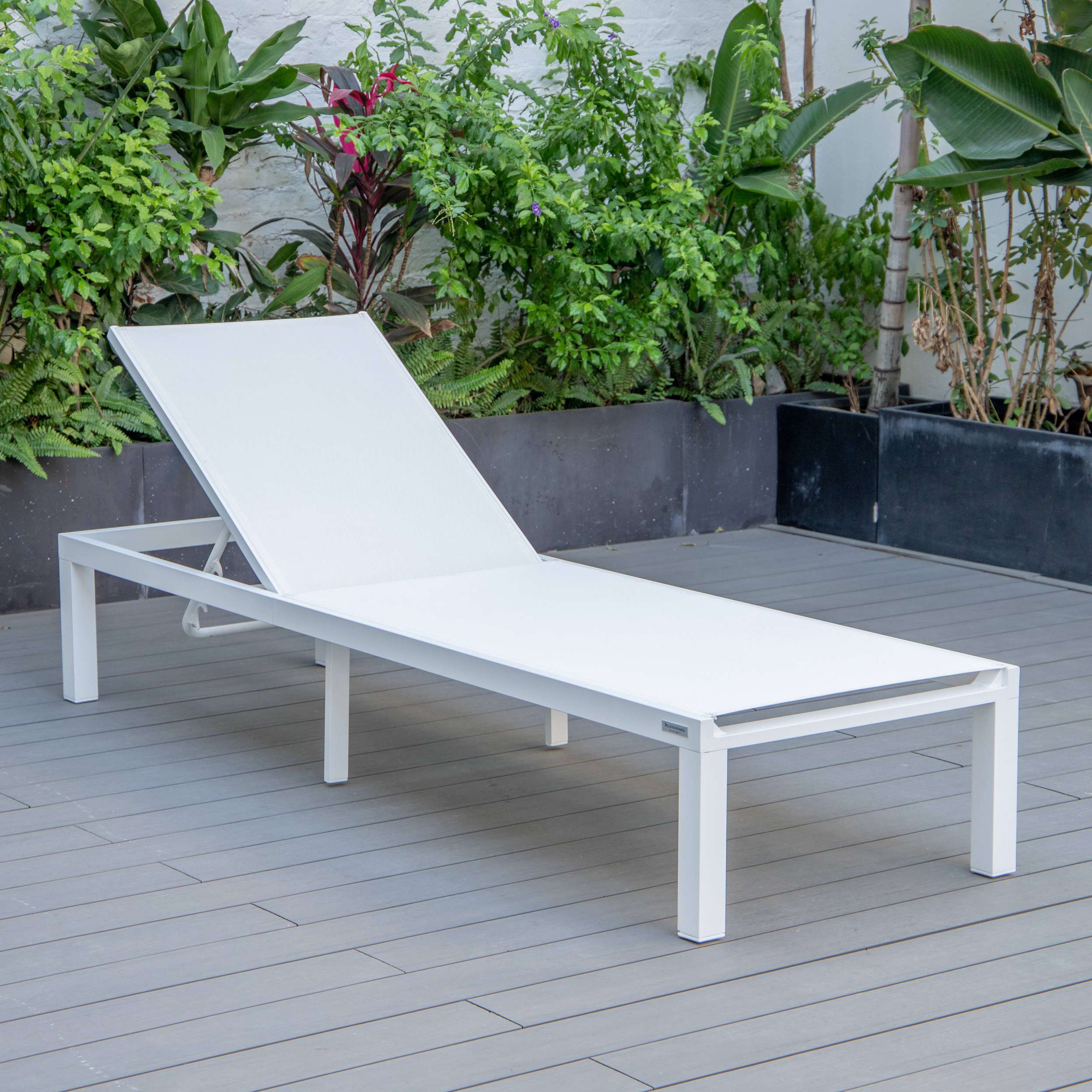 LeisureMod Marlin Modern White Aluminum Outdoor Patio Chaise Lounge Chair - MLWCF21-77BL - Image 128