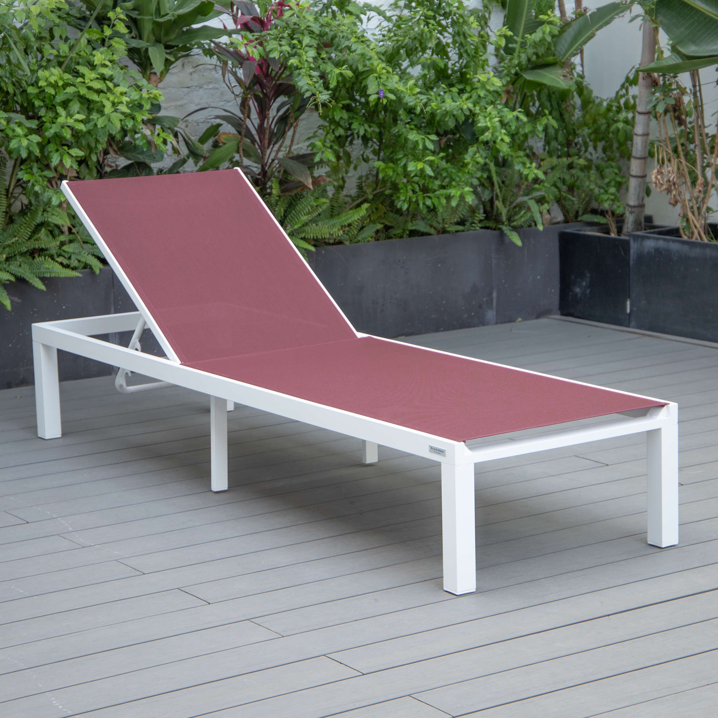 LeisureMod Marlin Modern White Aluminum Outdoor Patio Chaise Lounge Chair - MLWCF21-77BL - Image 33