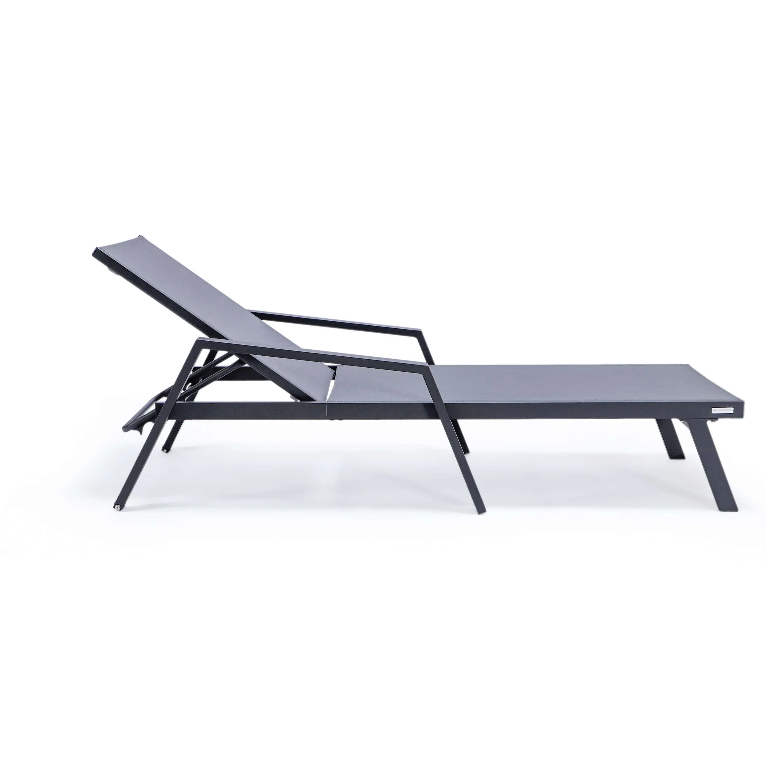 LeisureMod Marlin Patio Chaise Lounge Chair With Armrests in Black Aluminum Frame, Set of 2 - Image 32