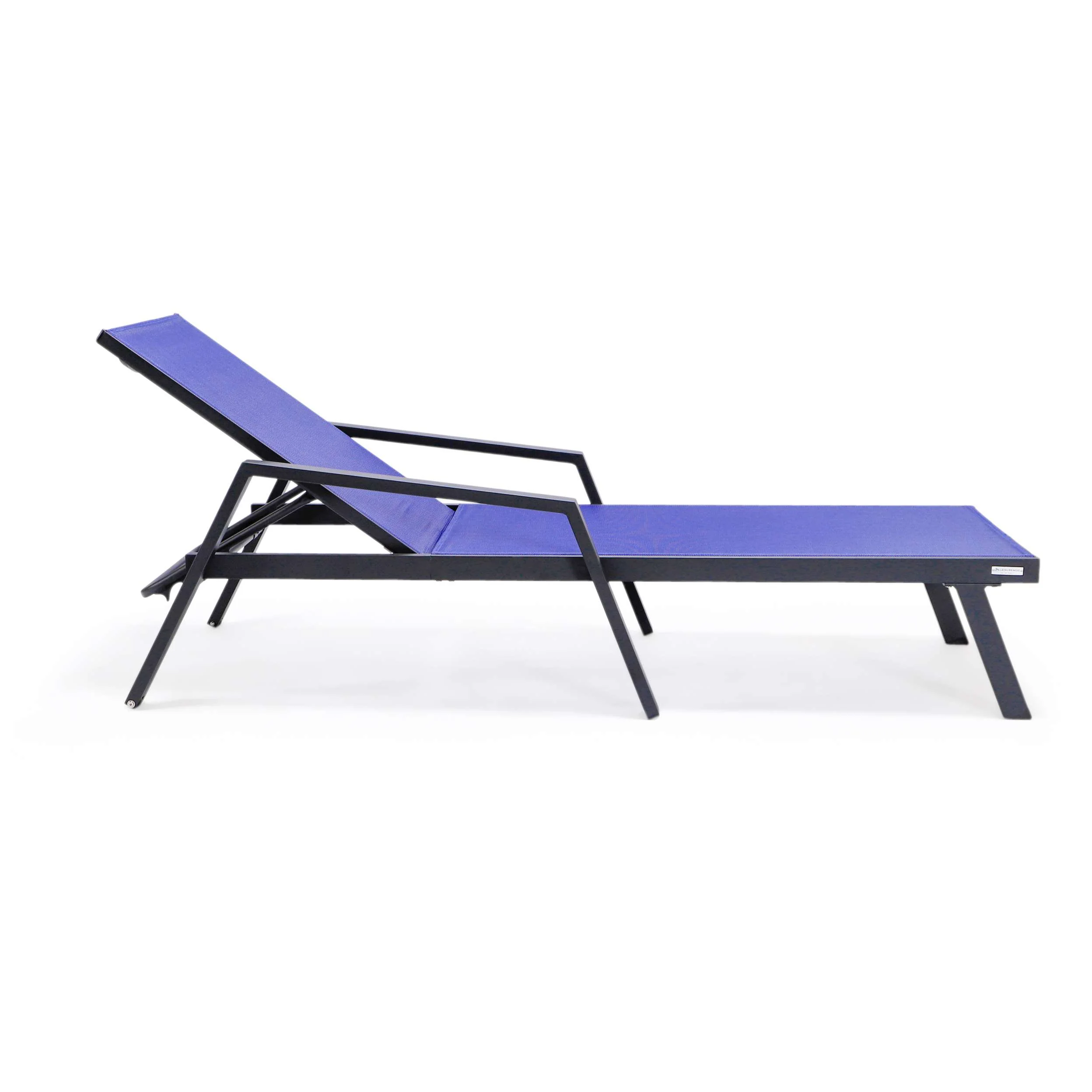 LeisureMod Marlin Patio Chaise Lounge Chair With Armrests in Black Aluminum Frame, Set of 2 - Image 87