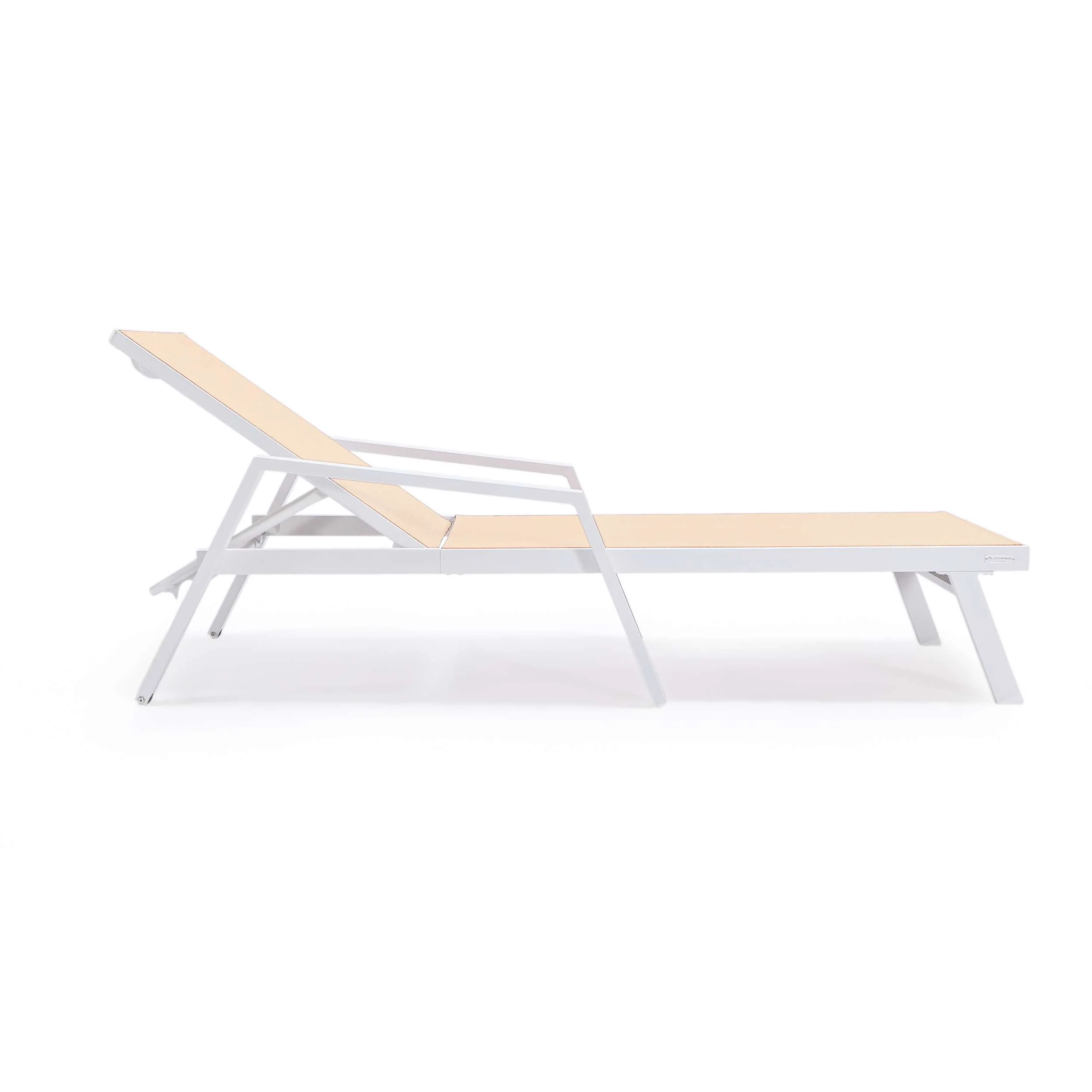 LeisureMod Marlin Patio Chaise Lounge Chair With Armrests in White Aluminum Frame, Set of 2 - Image 74