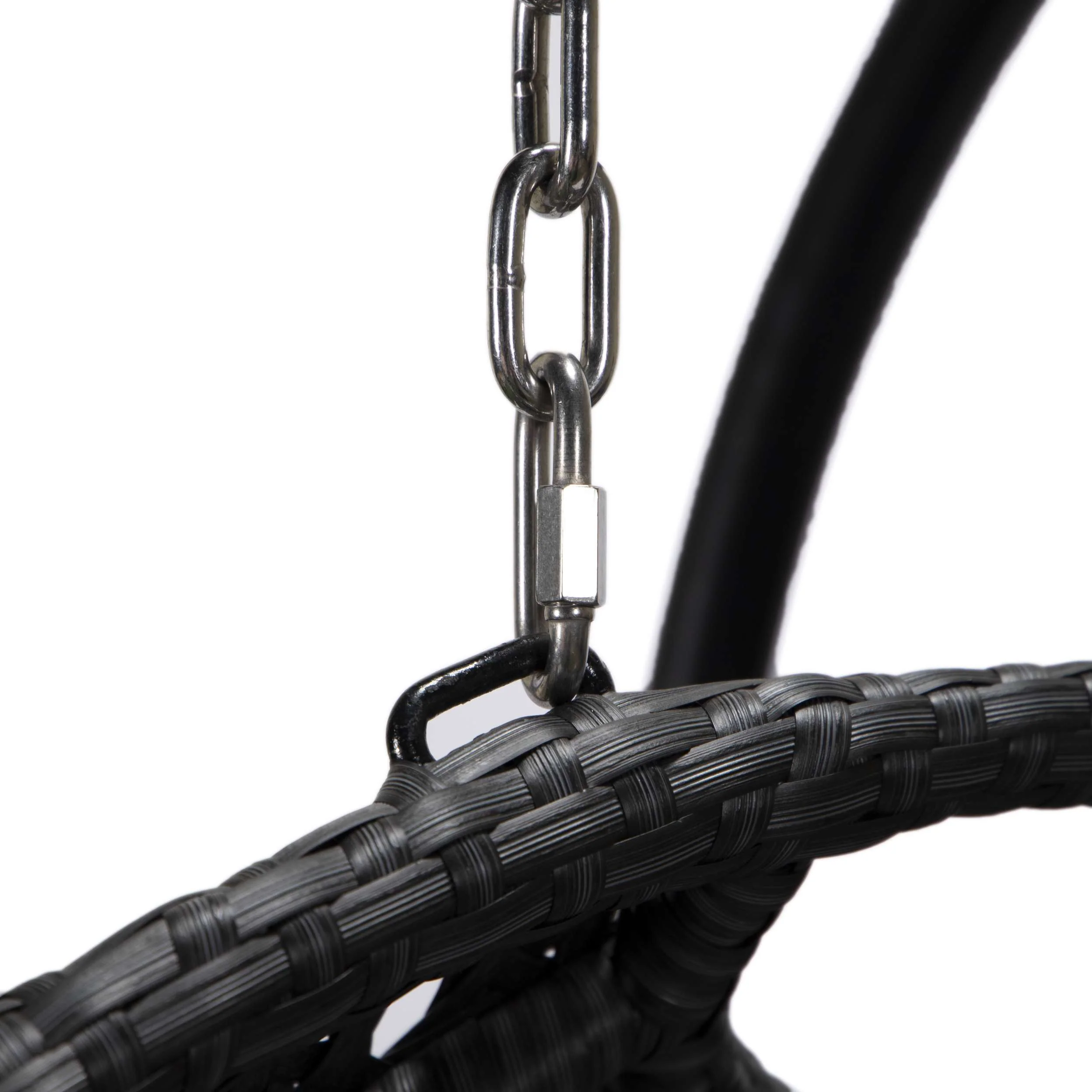 LeisureMod Mendoza Charcoal Wicker Hanging 2 person Egg Swing Chair - Image 45