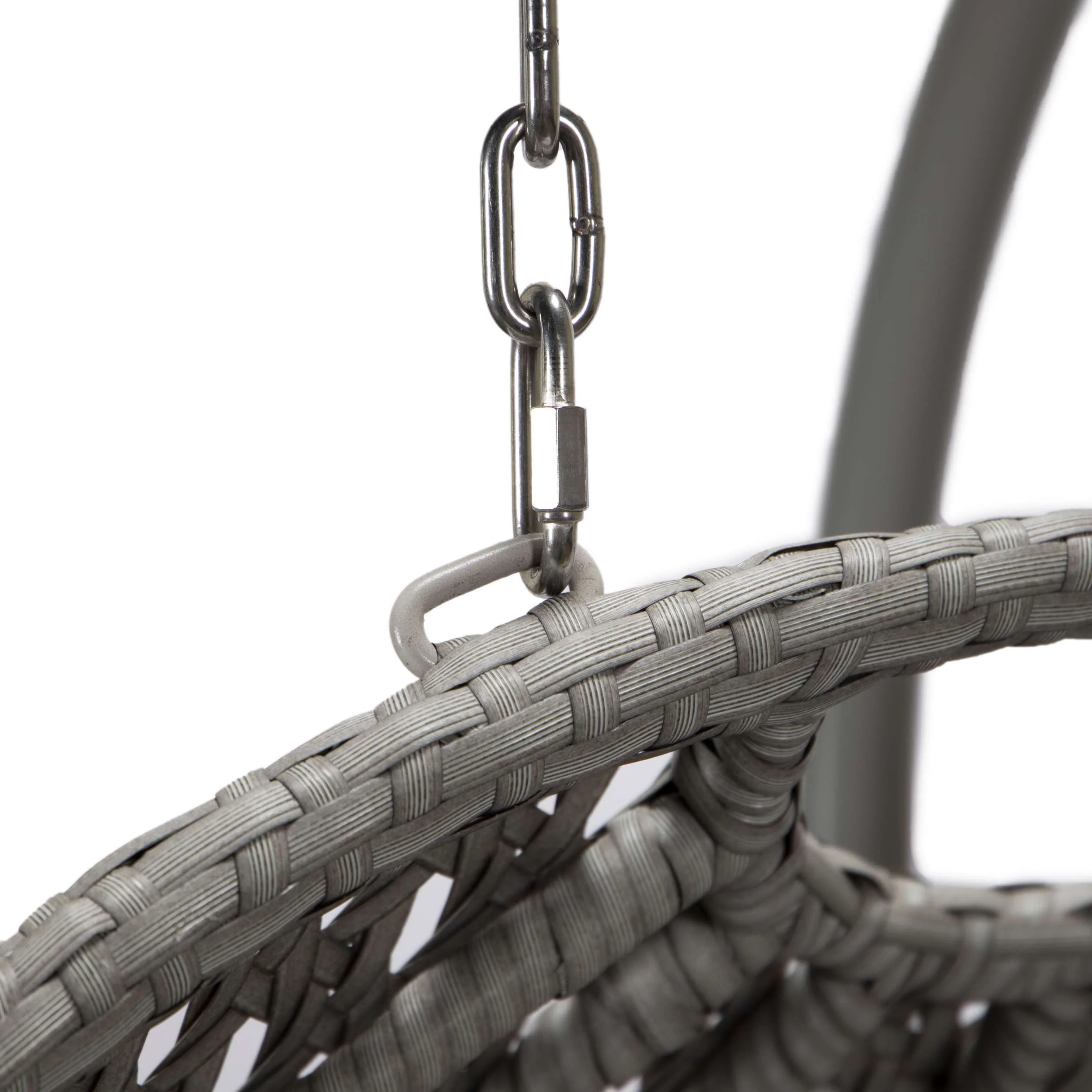 LeisureMod Mendoza Light Grey Wicker Hanging 2 person Egg Swing Chair - Image 76