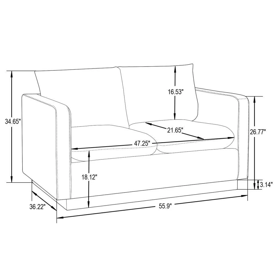 LeisureMod Nervo Modern Mid-Century Upholstered Velvet Loveseat with Gold Frame - Image 7