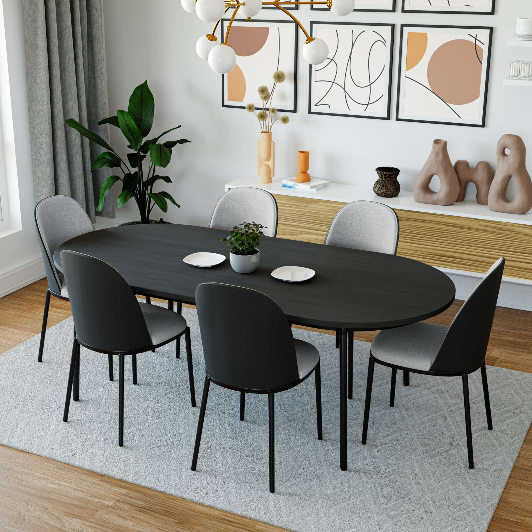 LeisureMod Tule Mid-Century Modern Dining Side Chair with Velvet Seat - TCBL18BU - Image 2