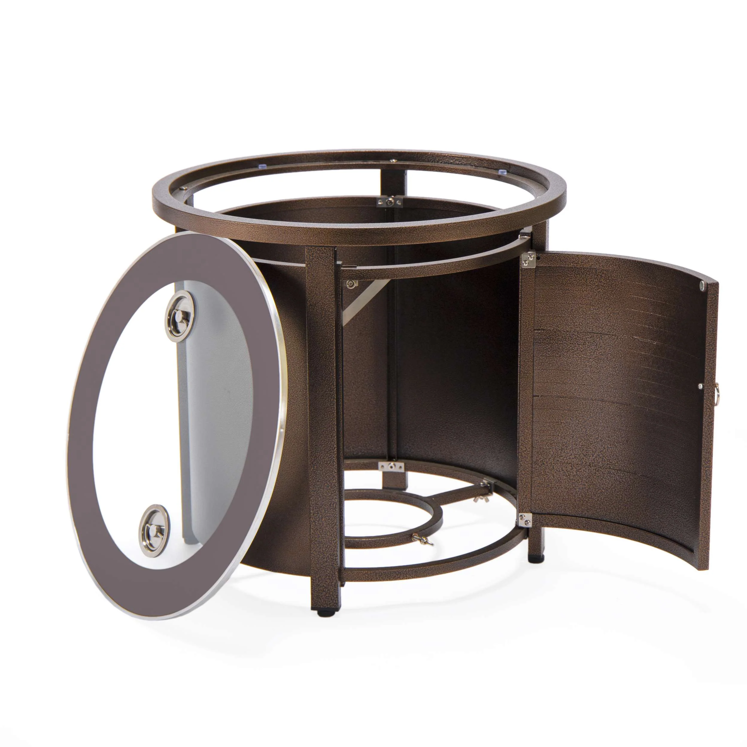 LeisureMod Walbrooke Black Patio Round Tank Holder with Slats Design - Image 11