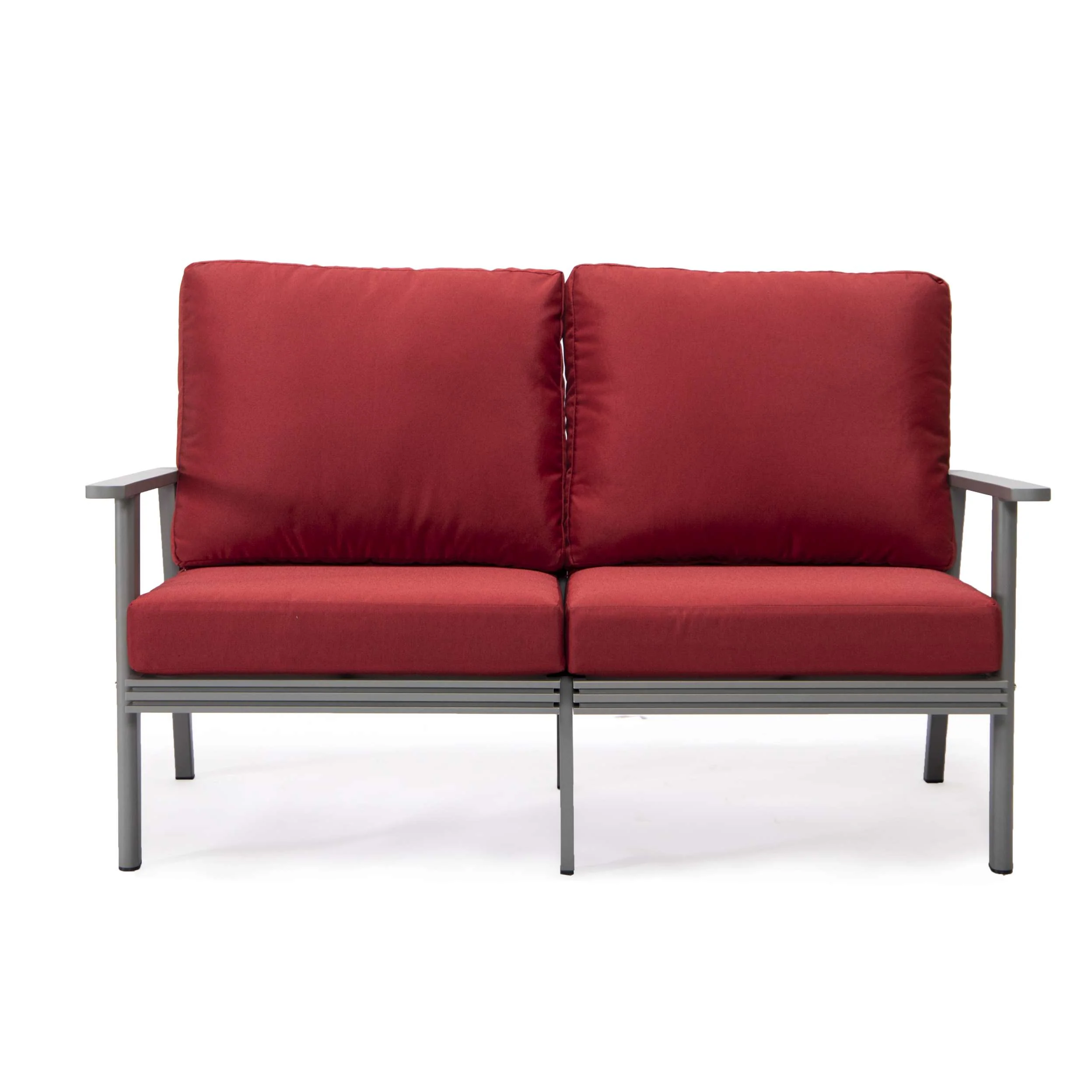 LeisureMod Walbrooke Modern 3-Piece Outdoor Patio Set with Grey Aluminum Frame - Image 78
