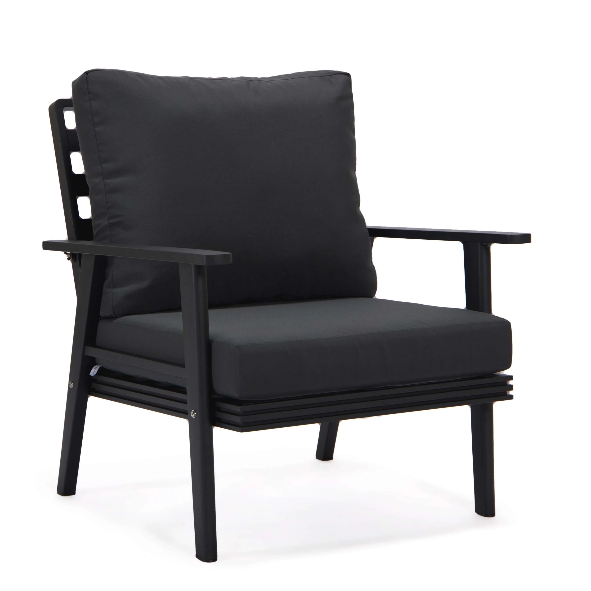 LeisureMod Walbrooke Modern Black Patio Conversation With Round Fire Pit & Tank Holder - Image 6