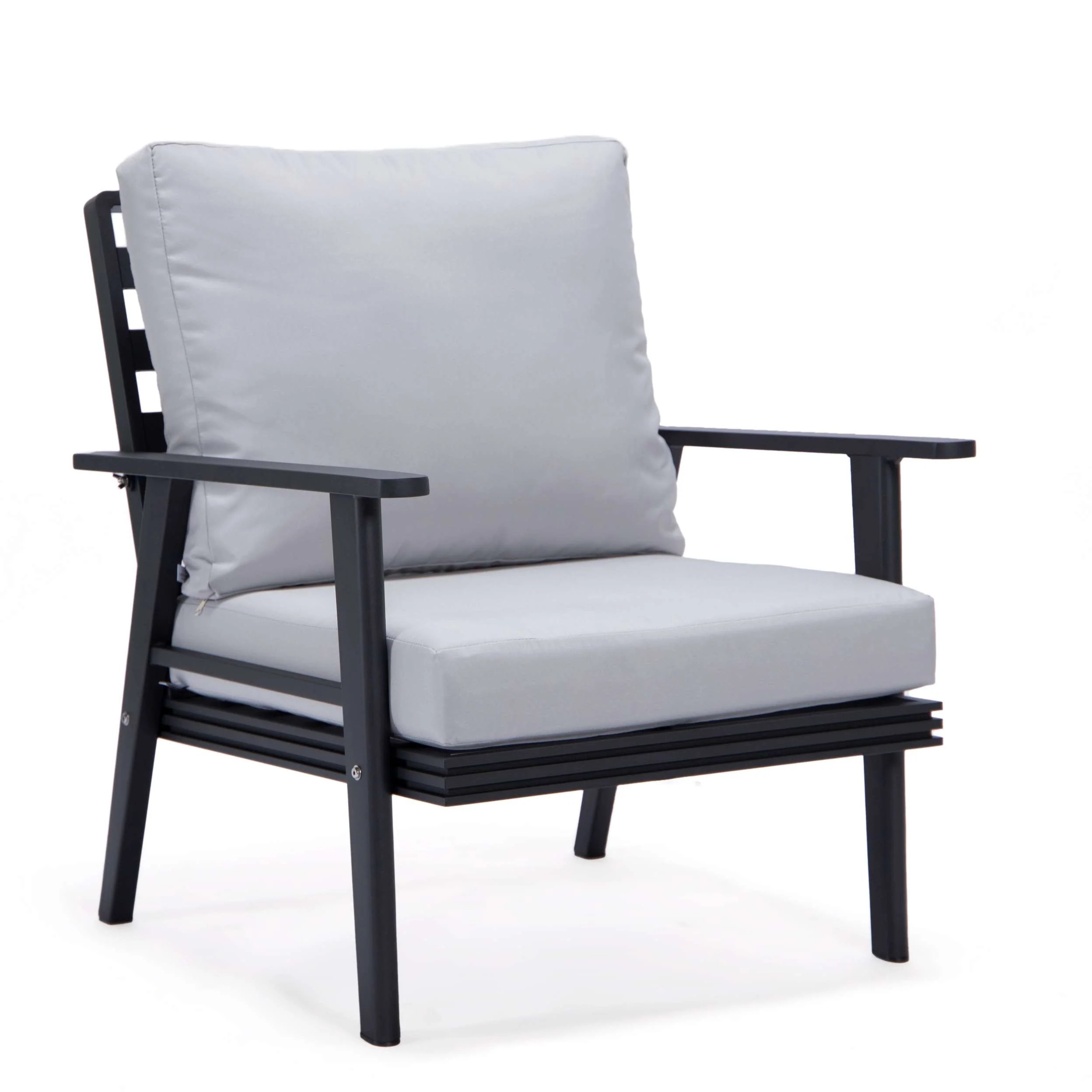 LeisureMod Walbrooke Modern Black Patio Conversation With Square Fire Pit With Slats Design & Tank Holder - Image 55
